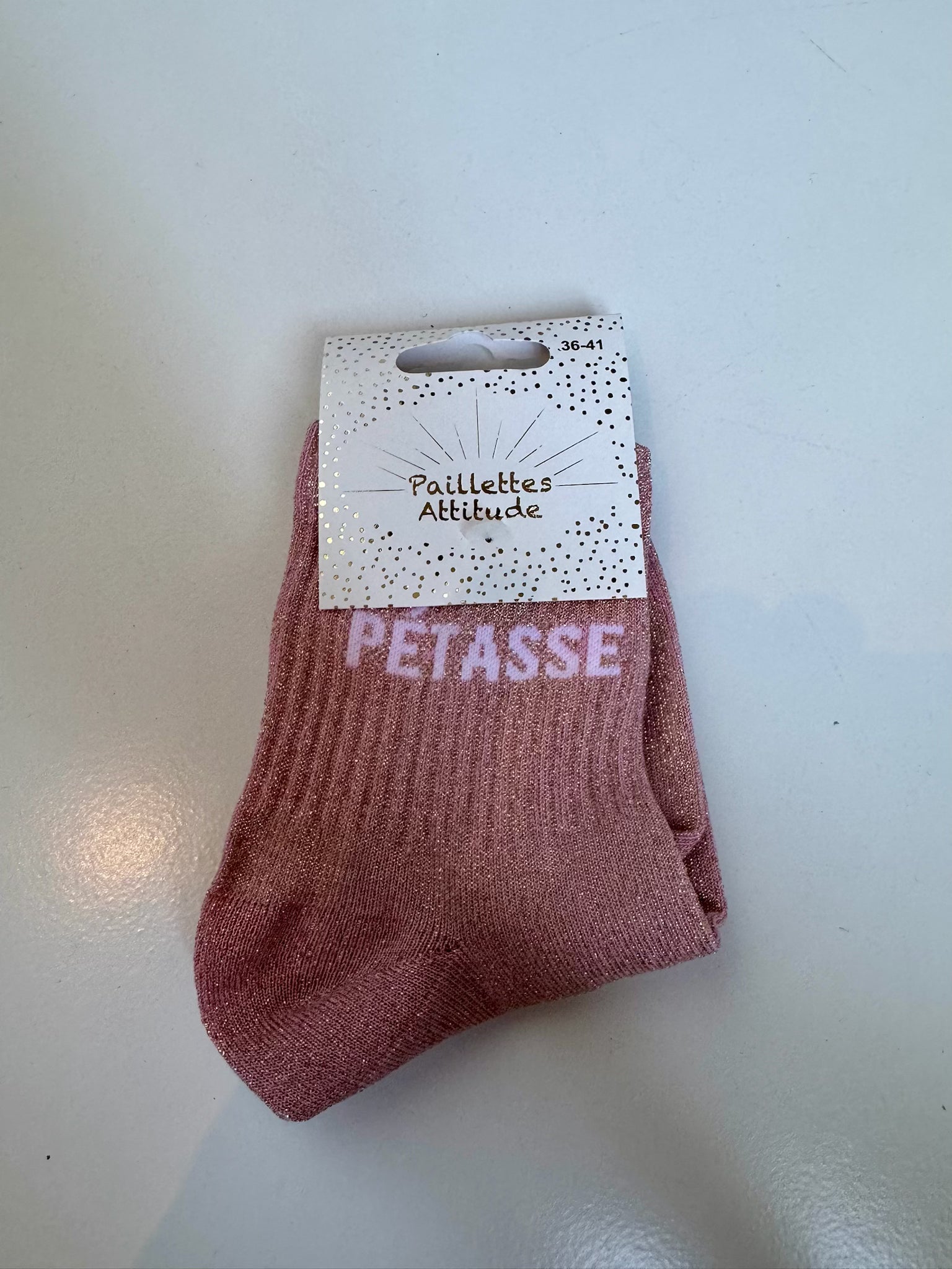 Chaussettes Rose Pailletée « Pétasse  »