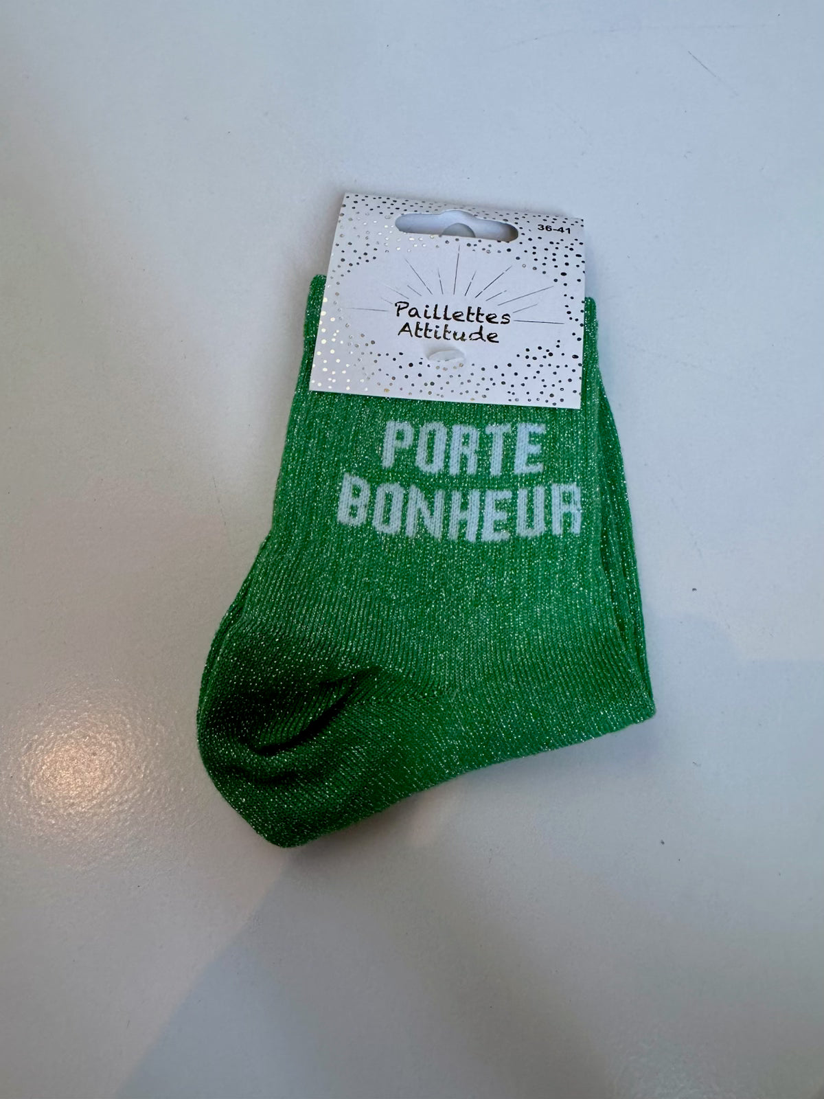 Chaussettes Vert Pailletée « Porte Bonheur »