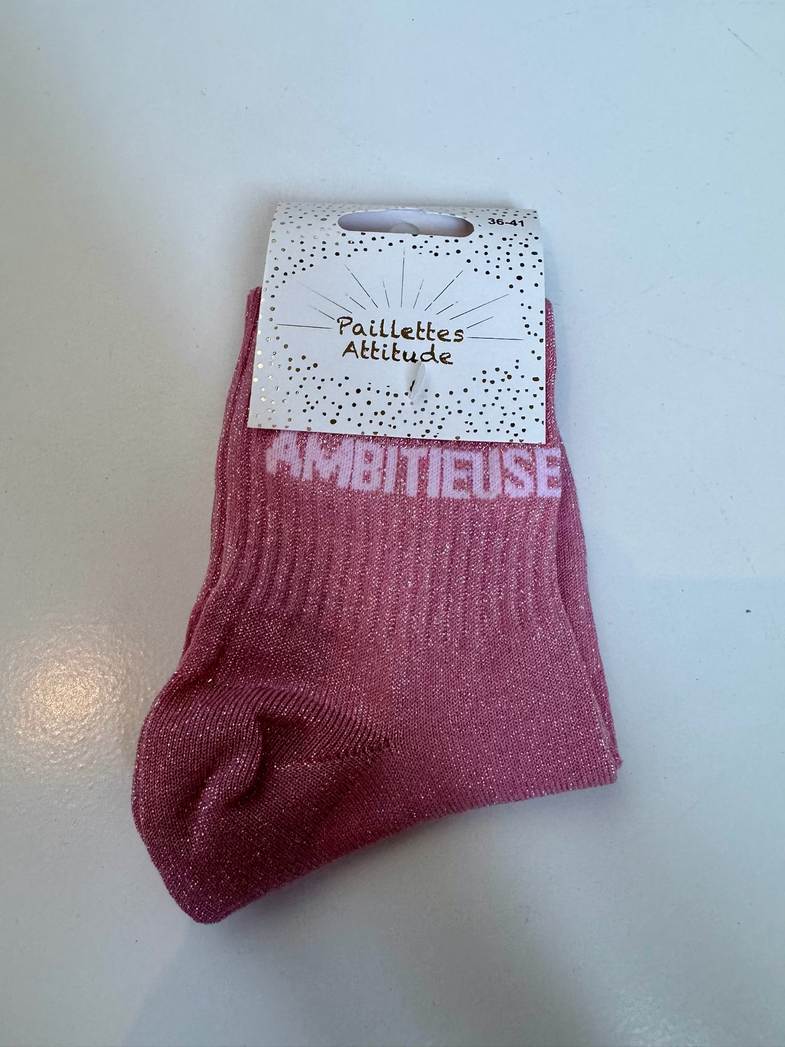 Chaussettes Rose Pailletée « Ambitieuse »