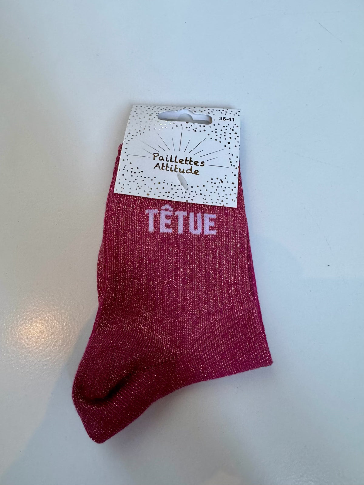 Chaussettes Rose Pailletée « Têtue »
