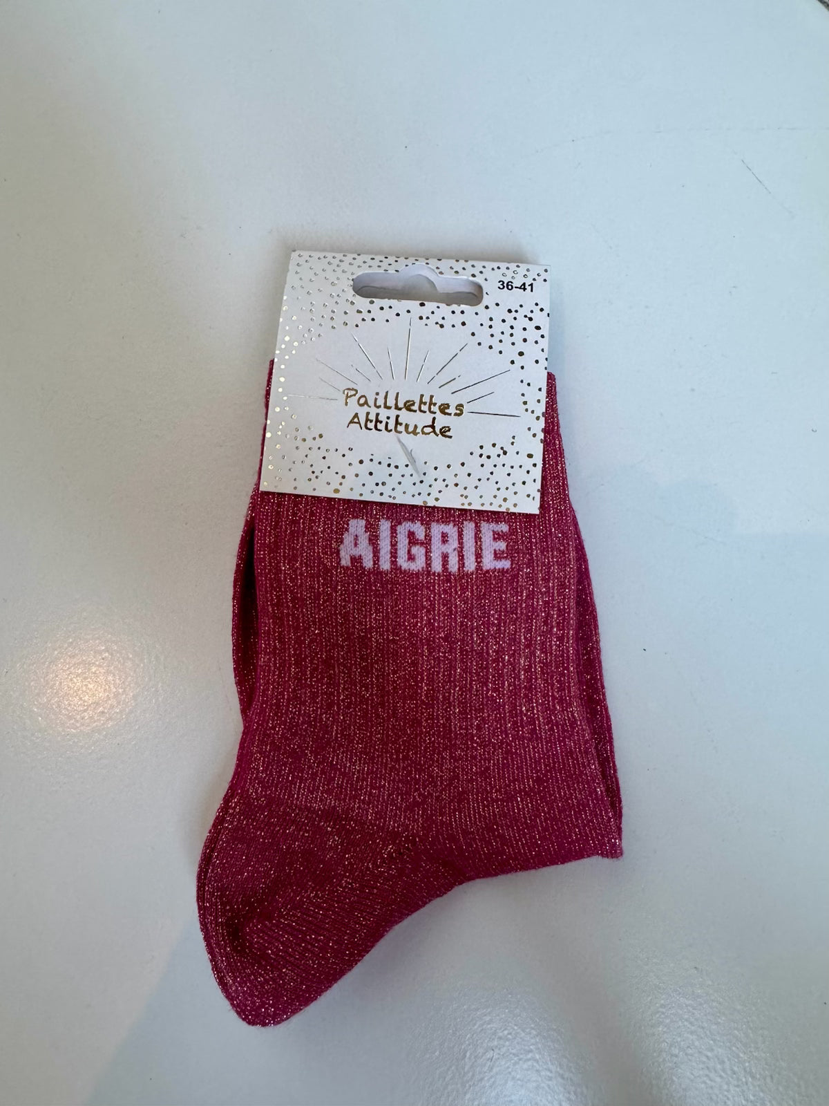 Chaussettes Rose Pailletée « Aigrie »