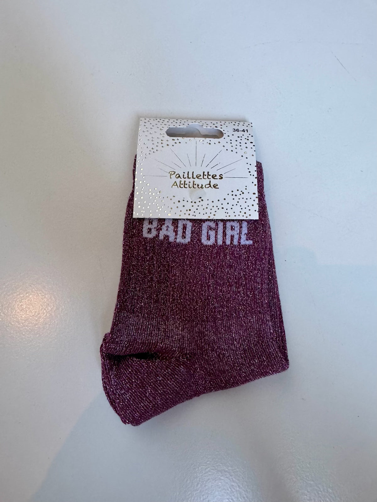 Chaussettes Violettes Pailletée « Bad Girl »