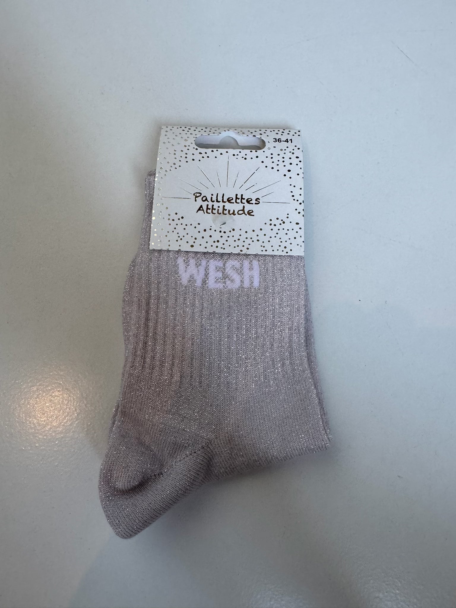 Chaussettes Gris Pailletée « Wesh  »