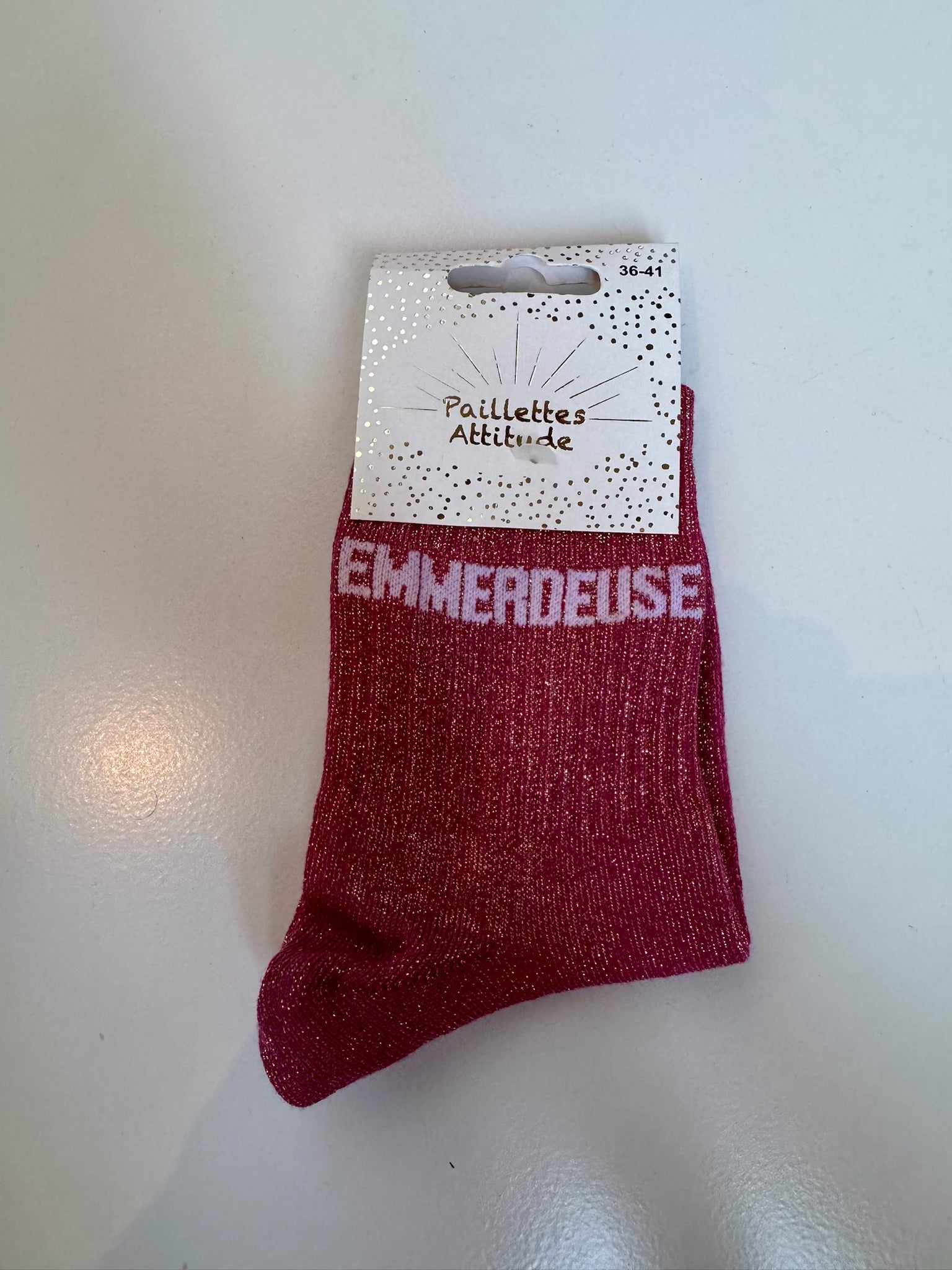 Chaussettes Rose Pailletée « Emmerdeuse »