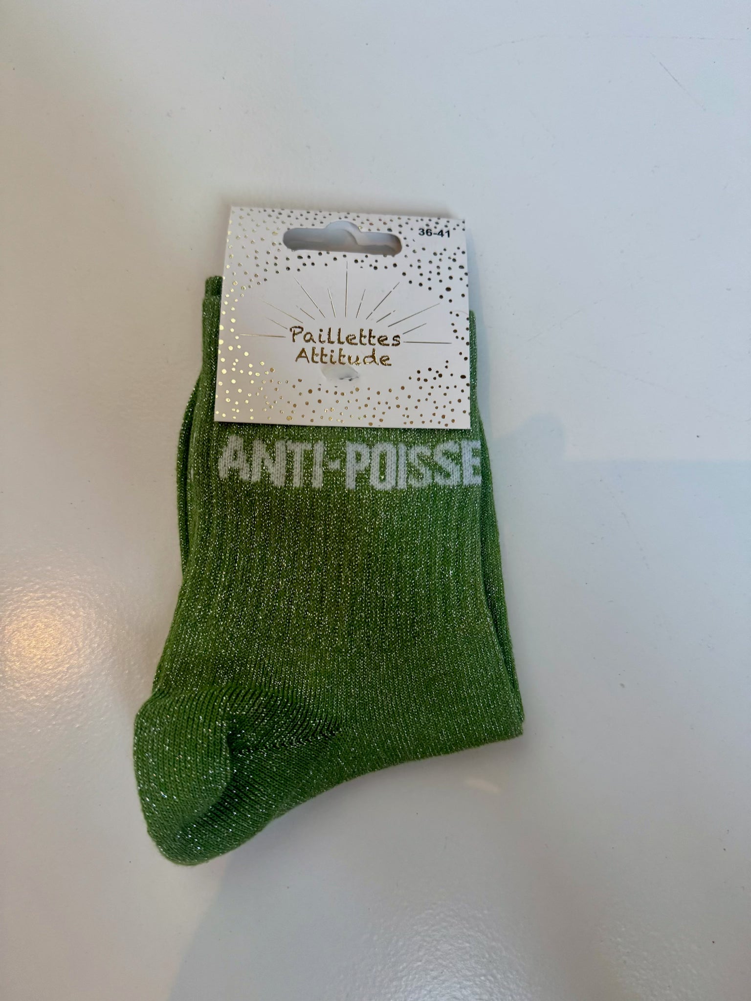 Chaussettes Vert Pailletée « Anti-Poisse  »