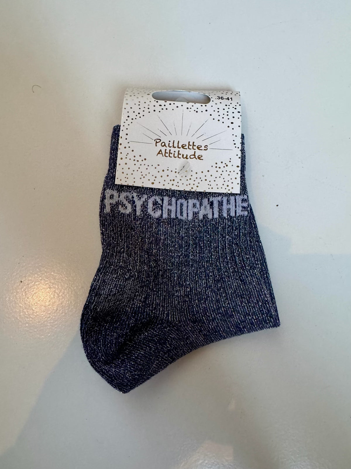 Chaussettes Noir Pailletée « Psychopathe »