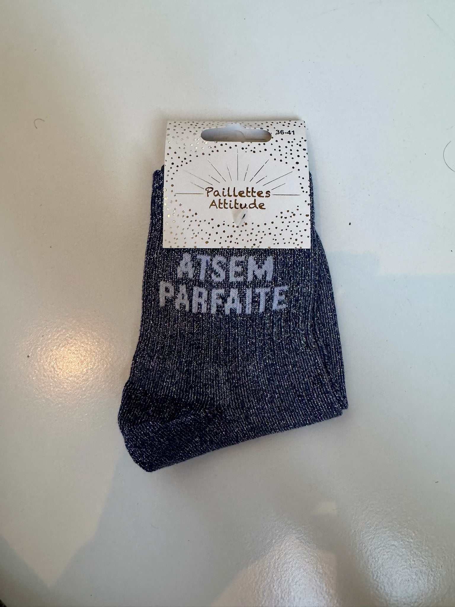 Chaussettes Noir Pailletée « Atsem Parfaite  »