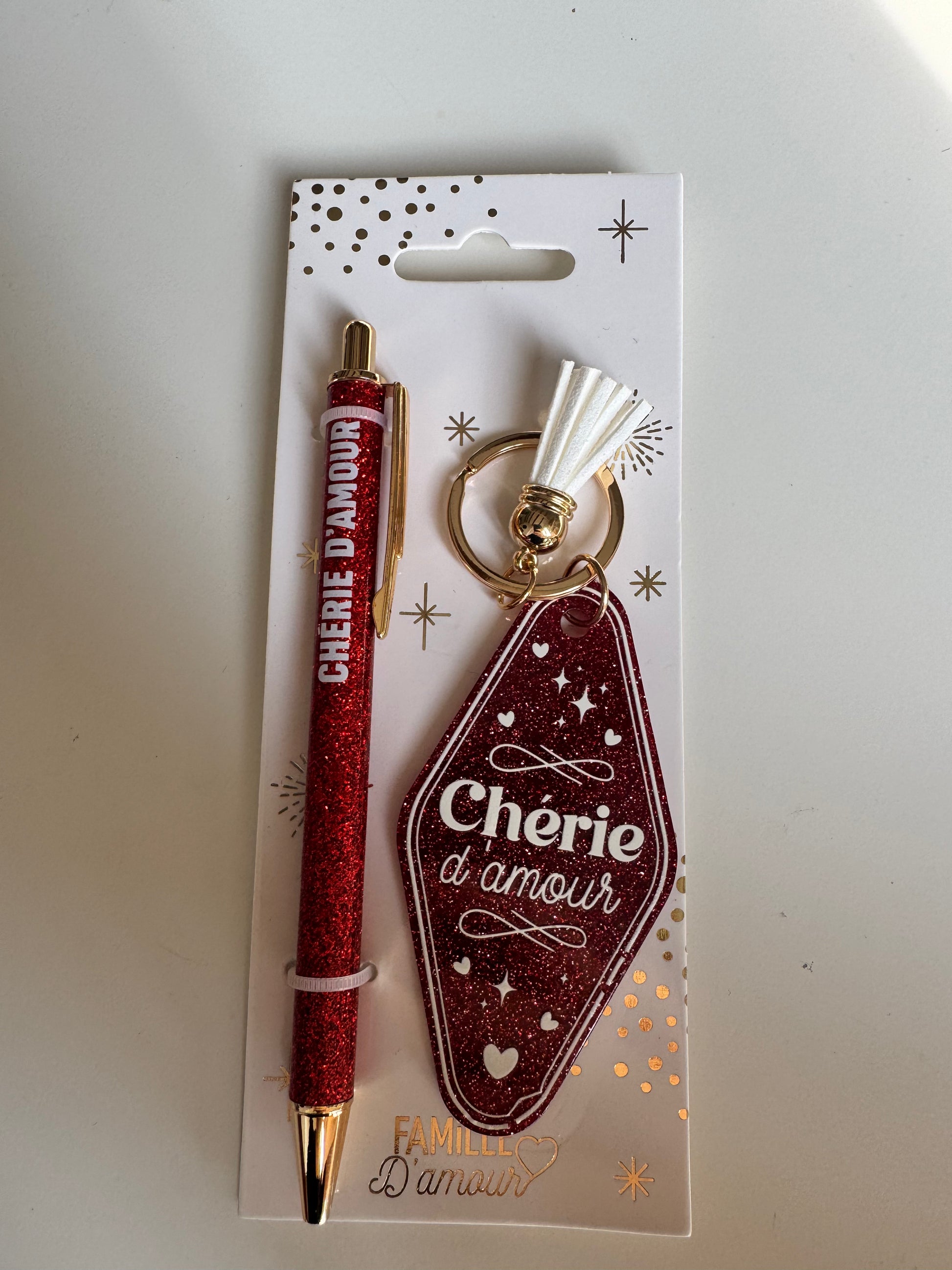✨ Duo Paillettes – Stylo & Porte-Clés ✨