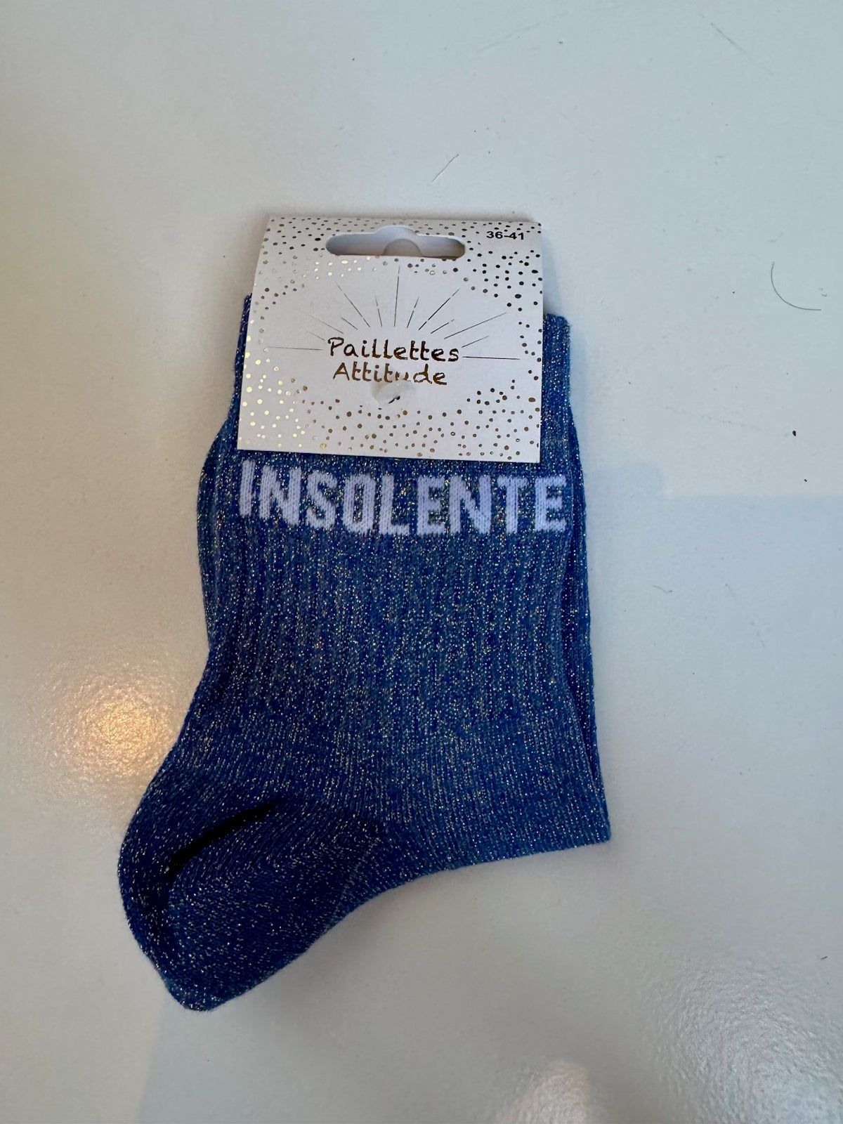 Chaussettes Bleu Pailletée « Insolente »