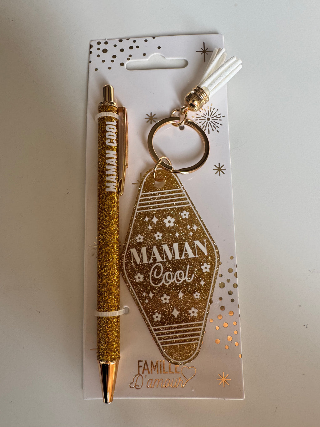 ✨ Duo Paillettes – Stylo & Porte-Clés ✨