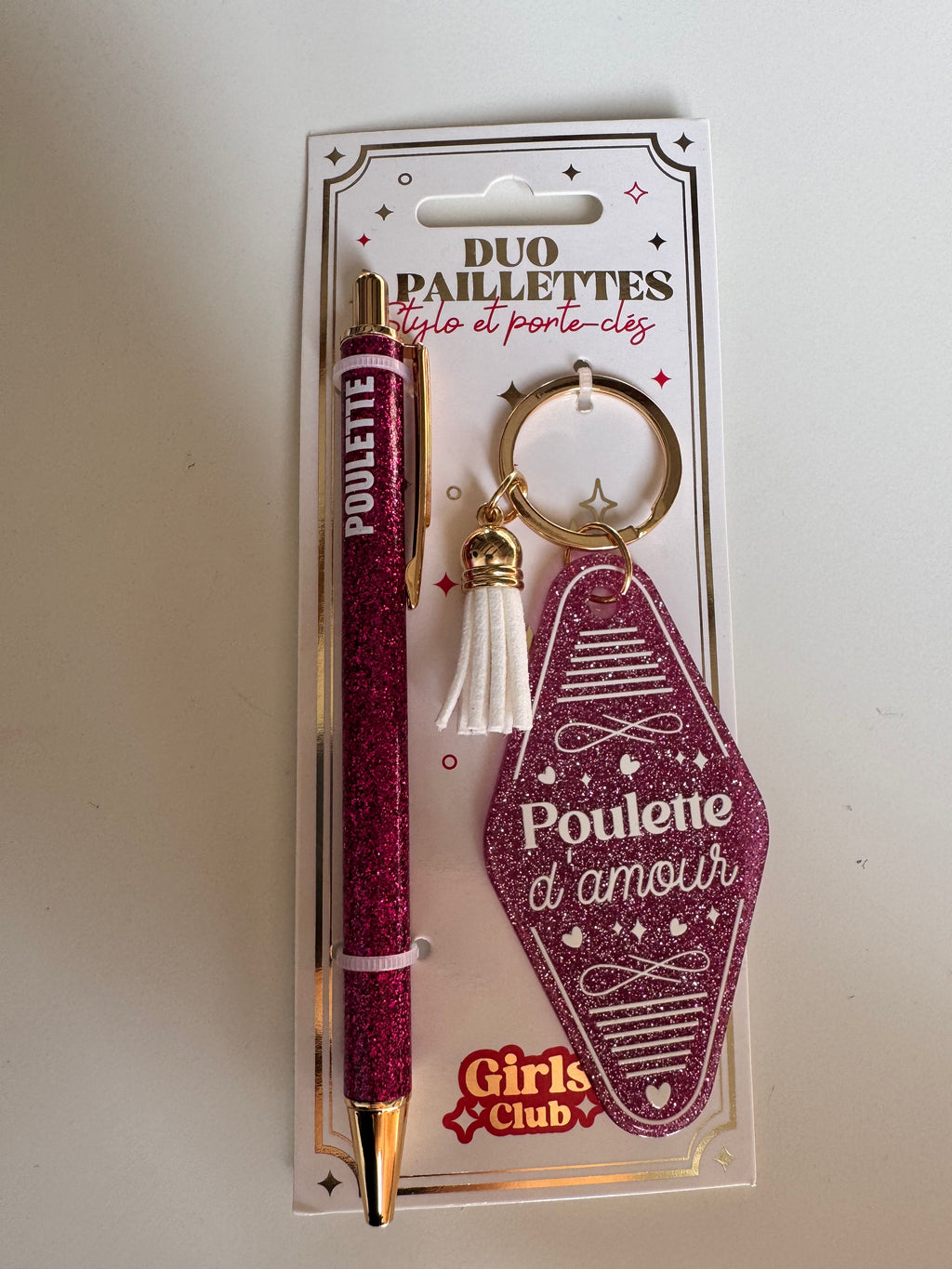 ✨ Duo Paillettes – Stylo & Porte-Clés ✨