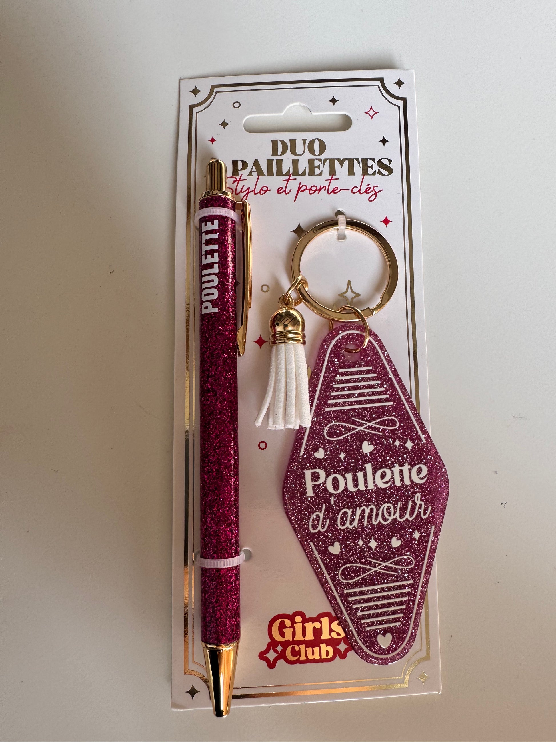 ✨ Duo Paillettes – Stylo & Porte-Clés ✨