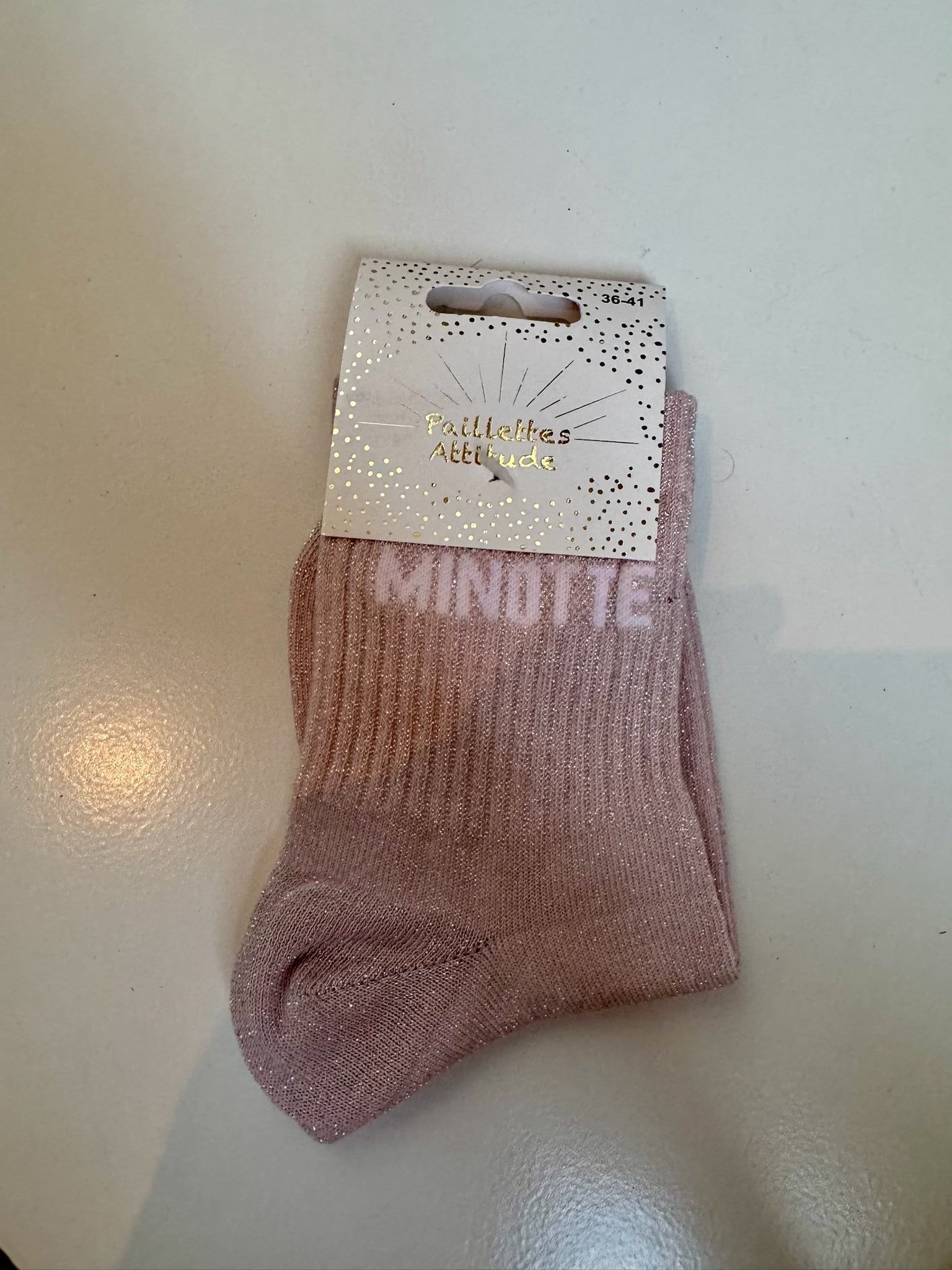 Chaussettes Rose Pailletée « Minotte »