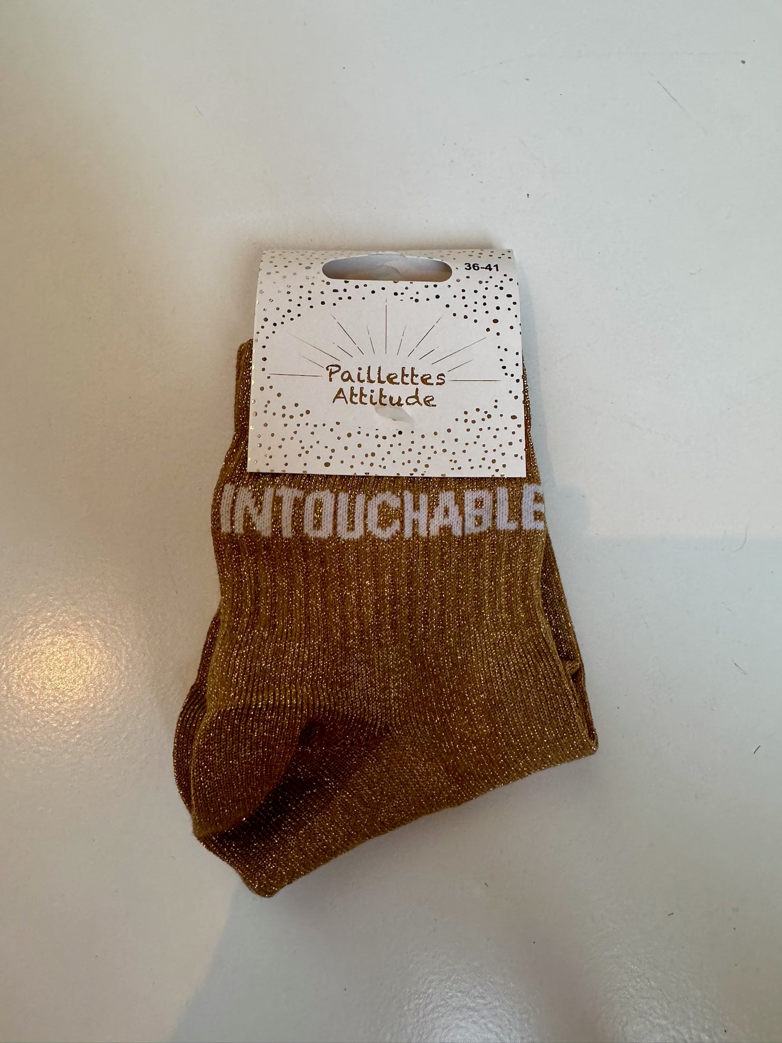 Chaussettes Marrons Pailletée « Intouchable »