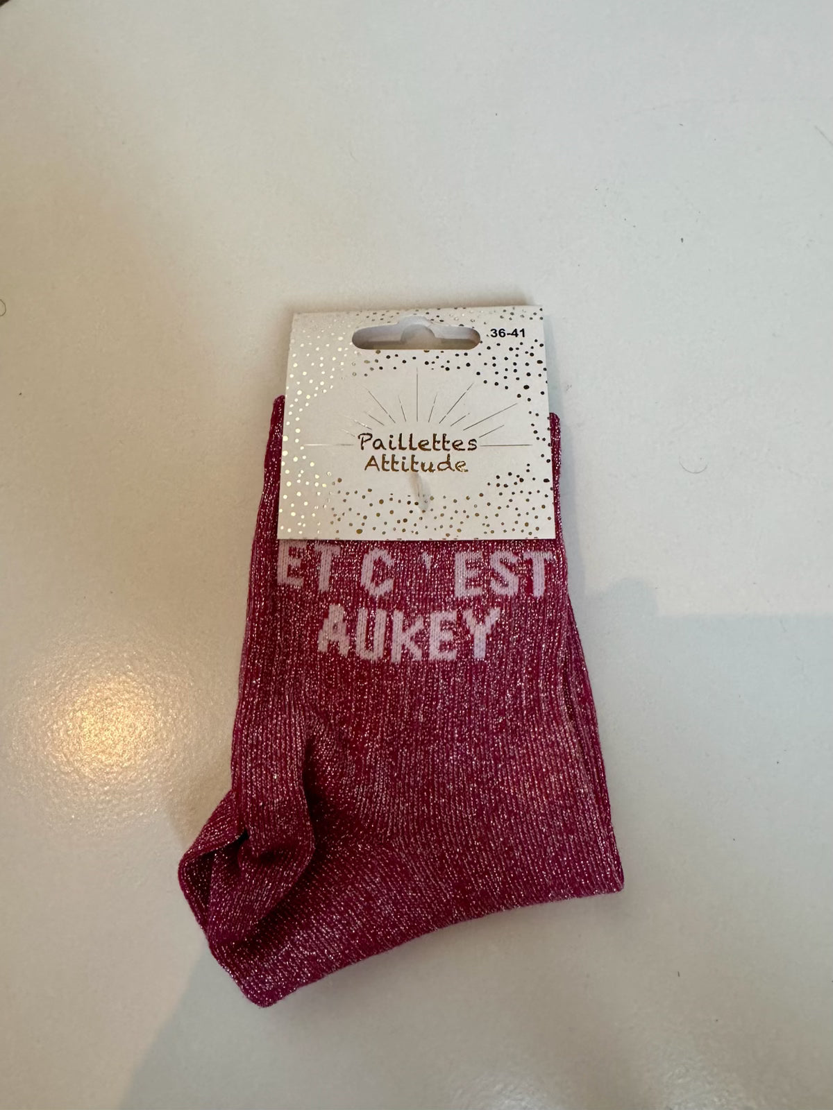 Chaussettes Rose Pailletée « Et c’est Aukay »