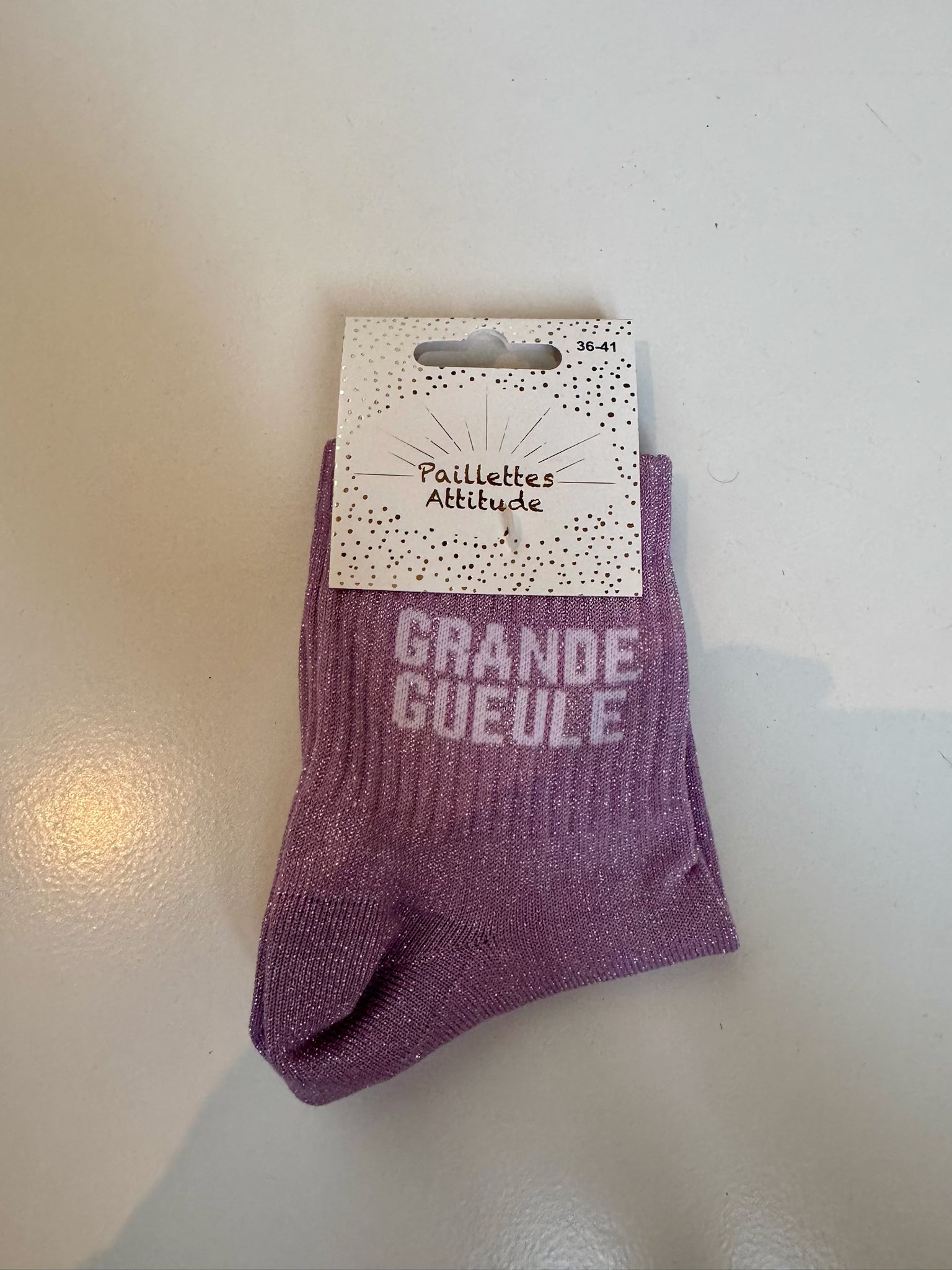 Chaussettes Violet Pailletée « Grande Gueule »