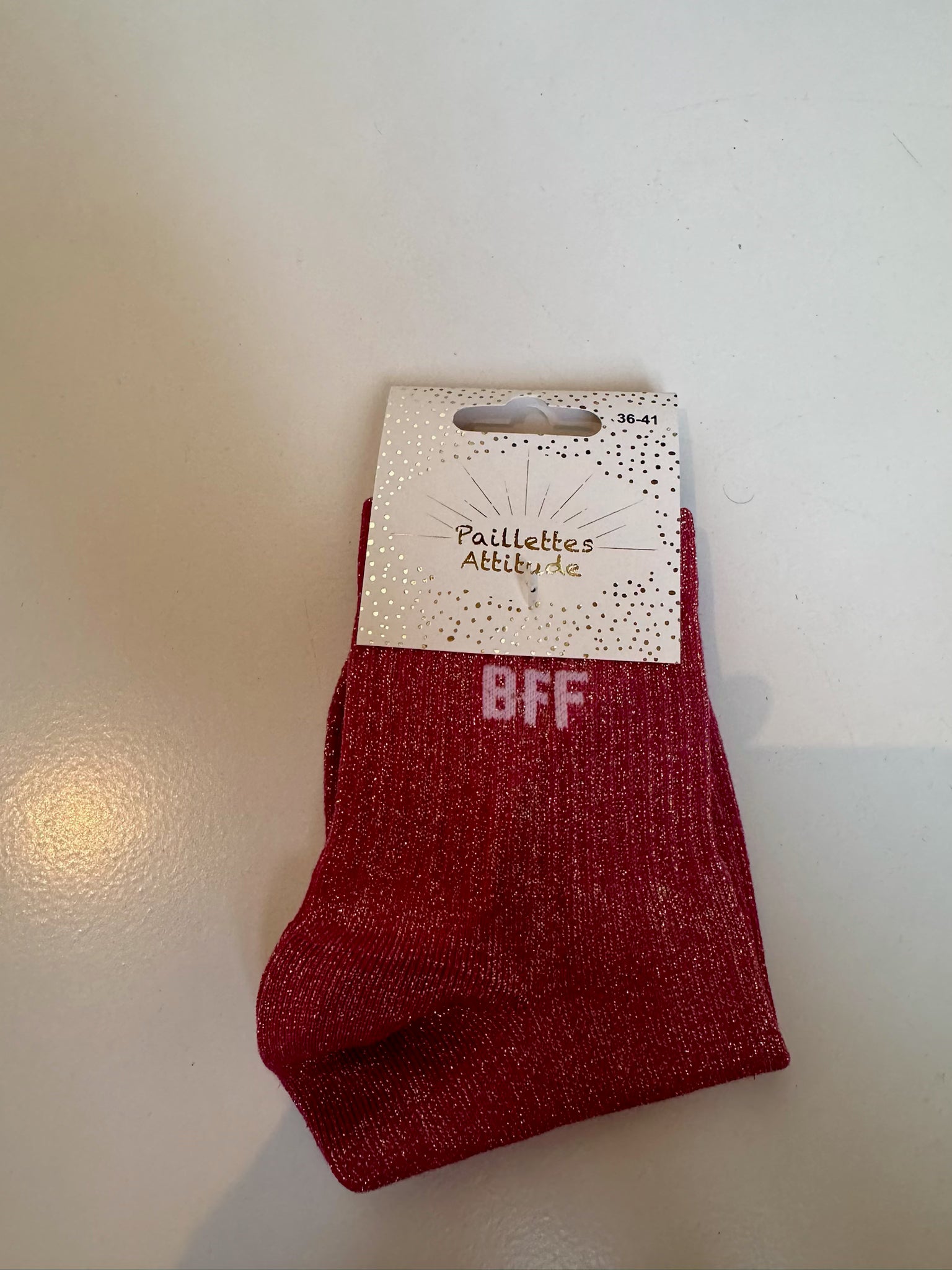 Chaussettes Rouge Pailletée « BFF »
