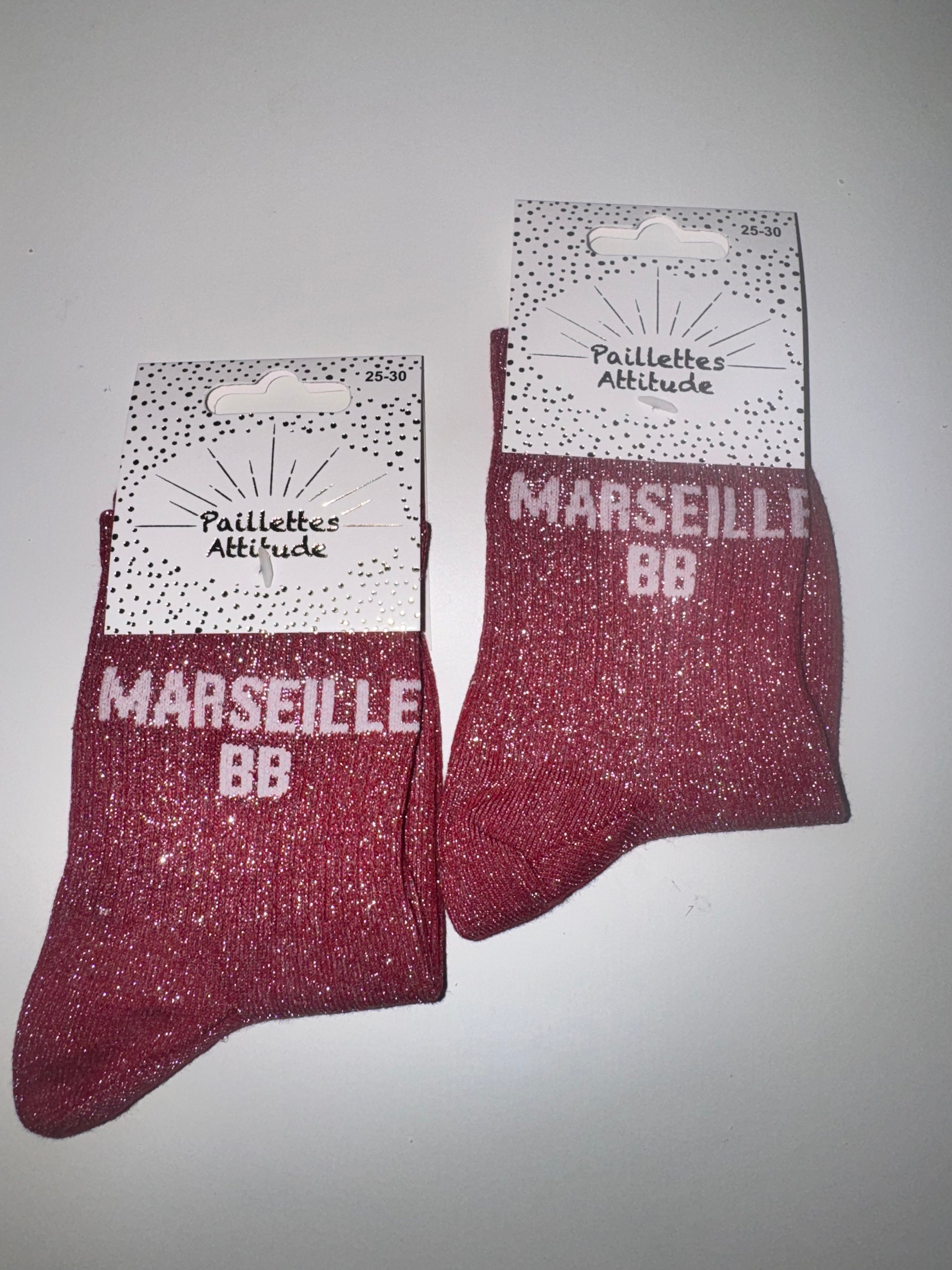 Chaussette pailletée enfant MARSEILLE BB rouge