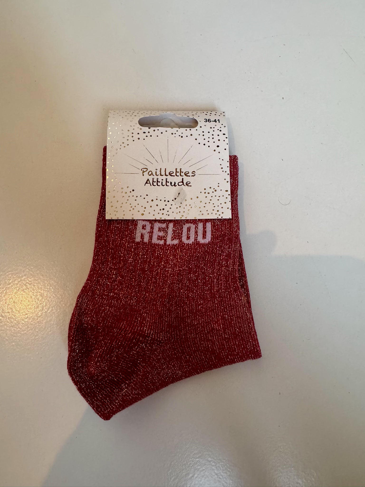 Chaussettes Rouge Pailletée « Relou »