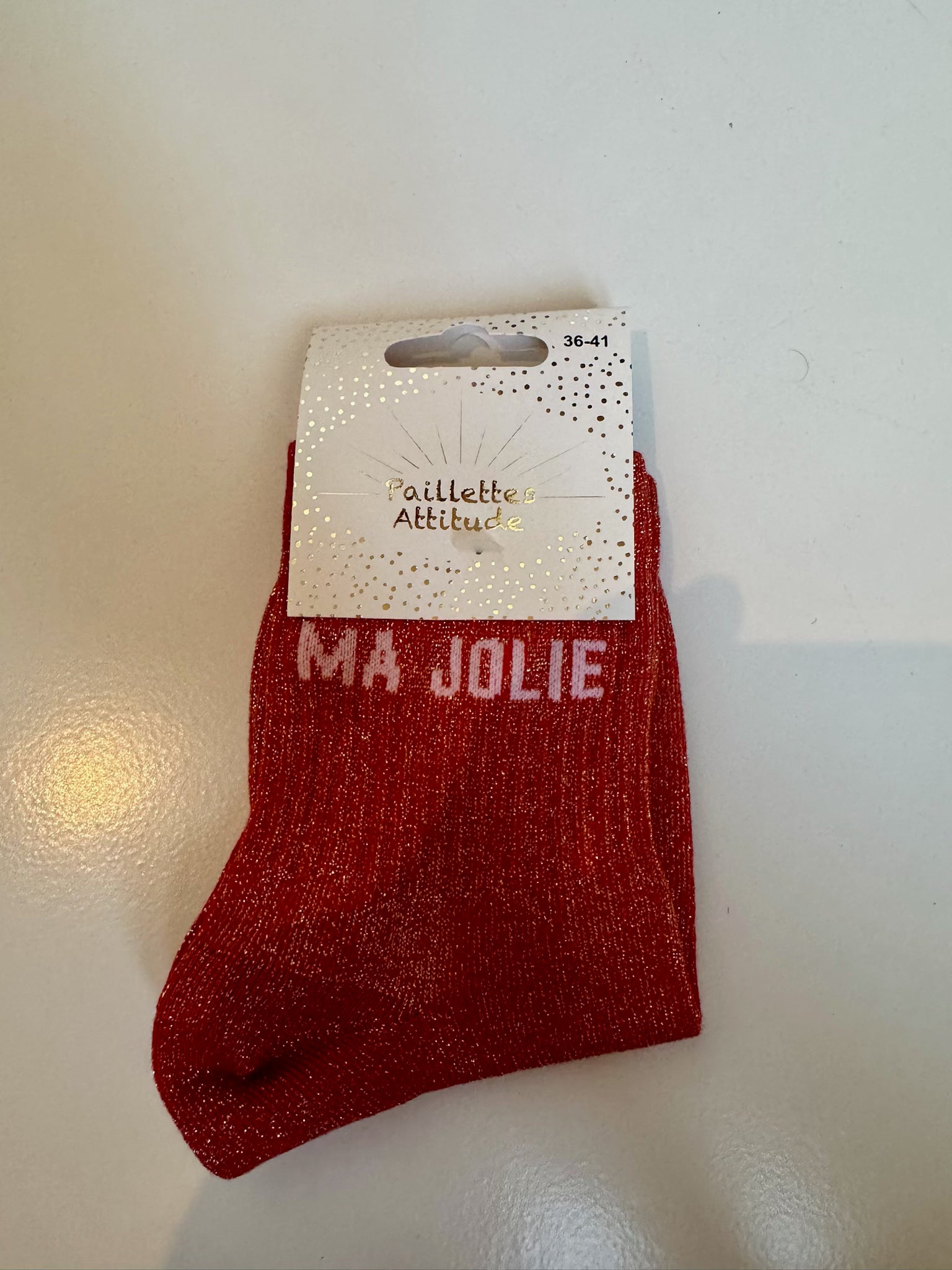 Chaussettes Rouge Pailletée « Ma Jolie »