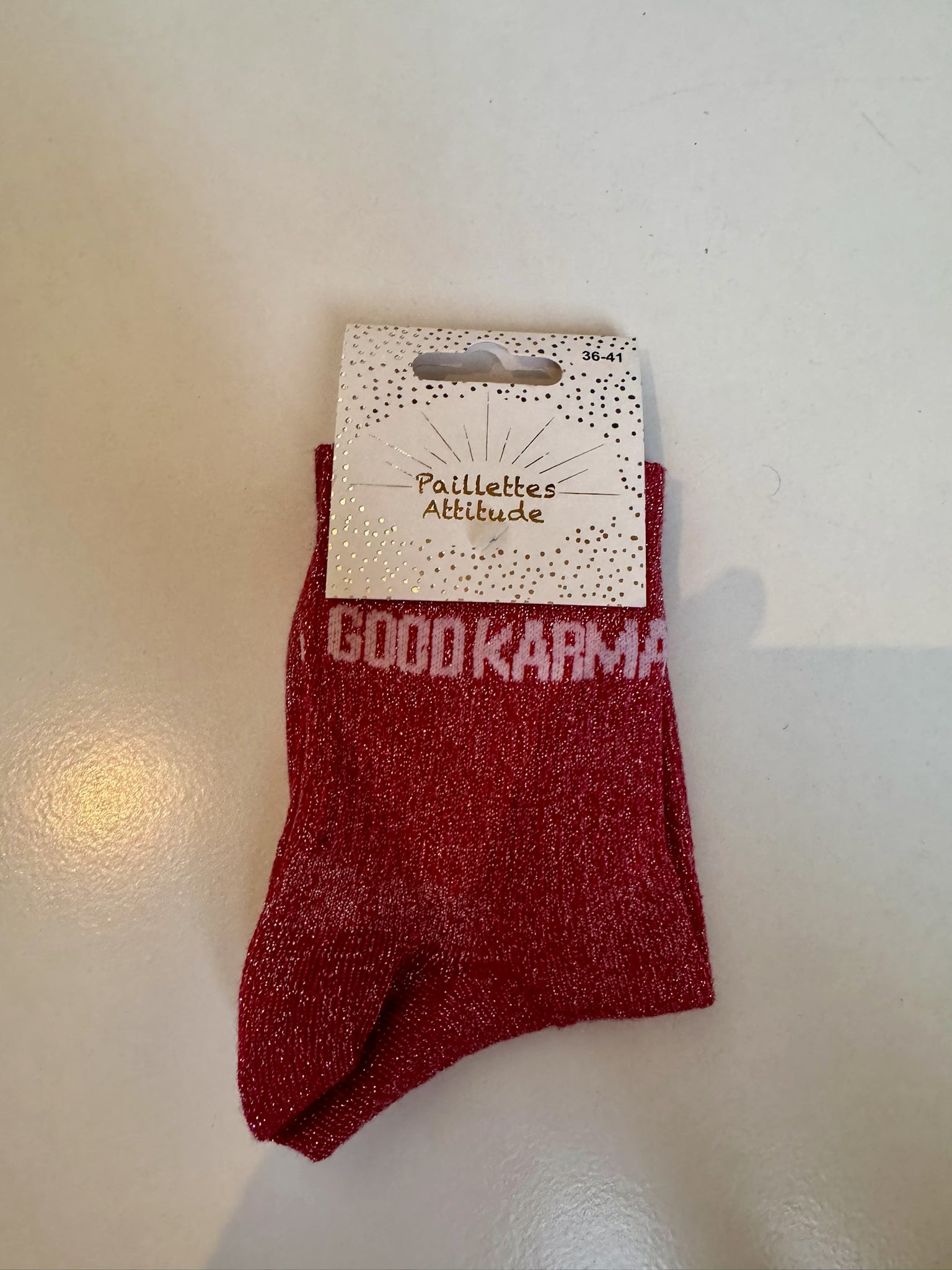 Chaussettes Rouge Pailletée « Good Karma »