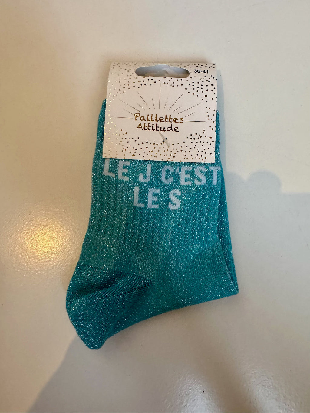 Chaussettes de ville Pailletée « le J c’est le S »