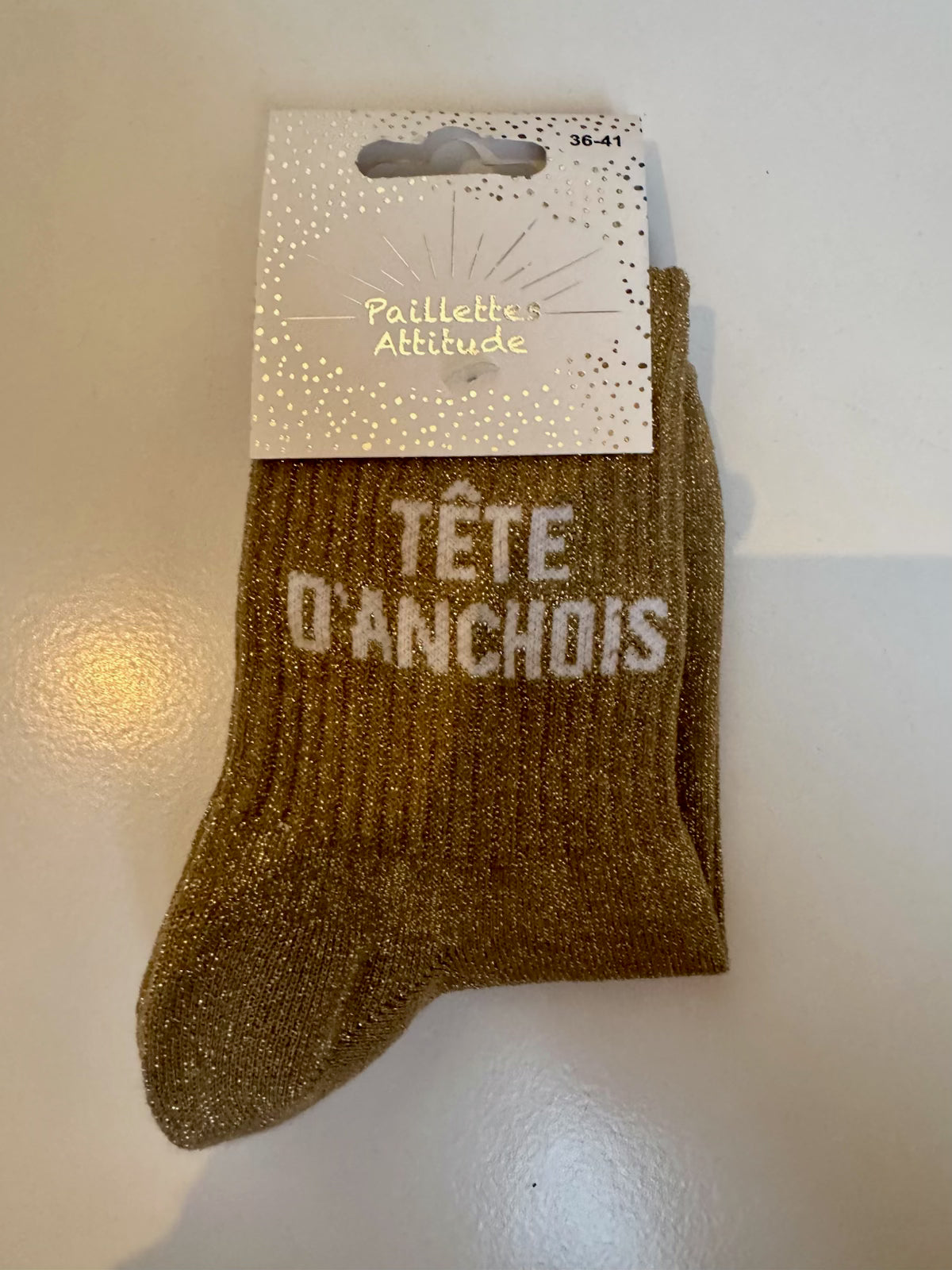 Chaussettes Marrons Pailletée « Tête d’anchois »