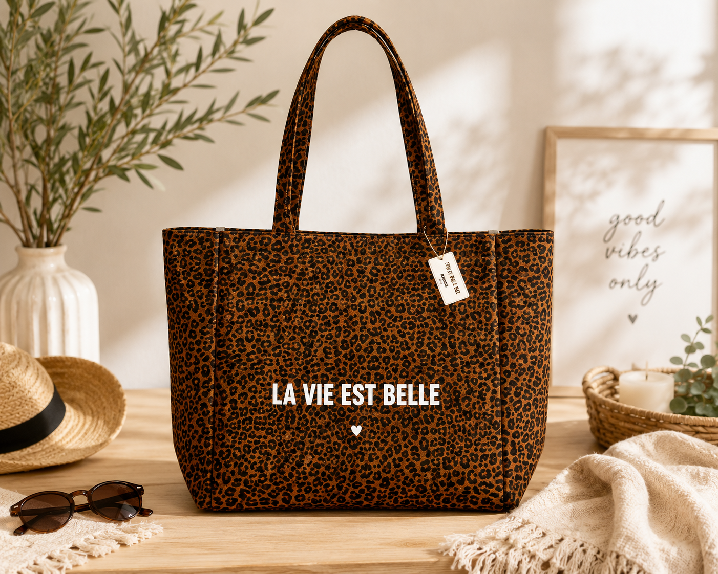 Sac cabas léopard LA VIE EST BELLE