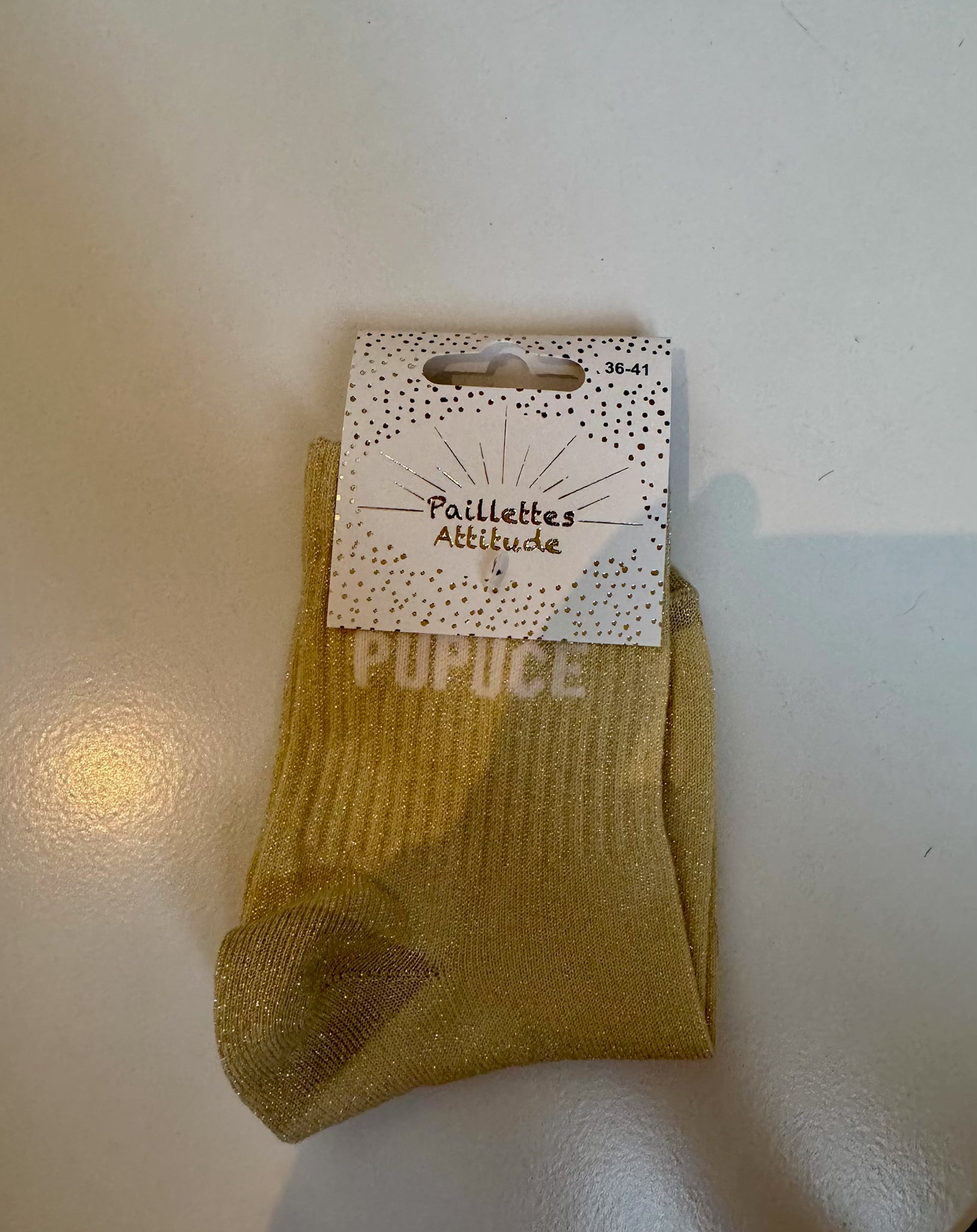 Chaussettes Jaune Pailletée « Pupuce »