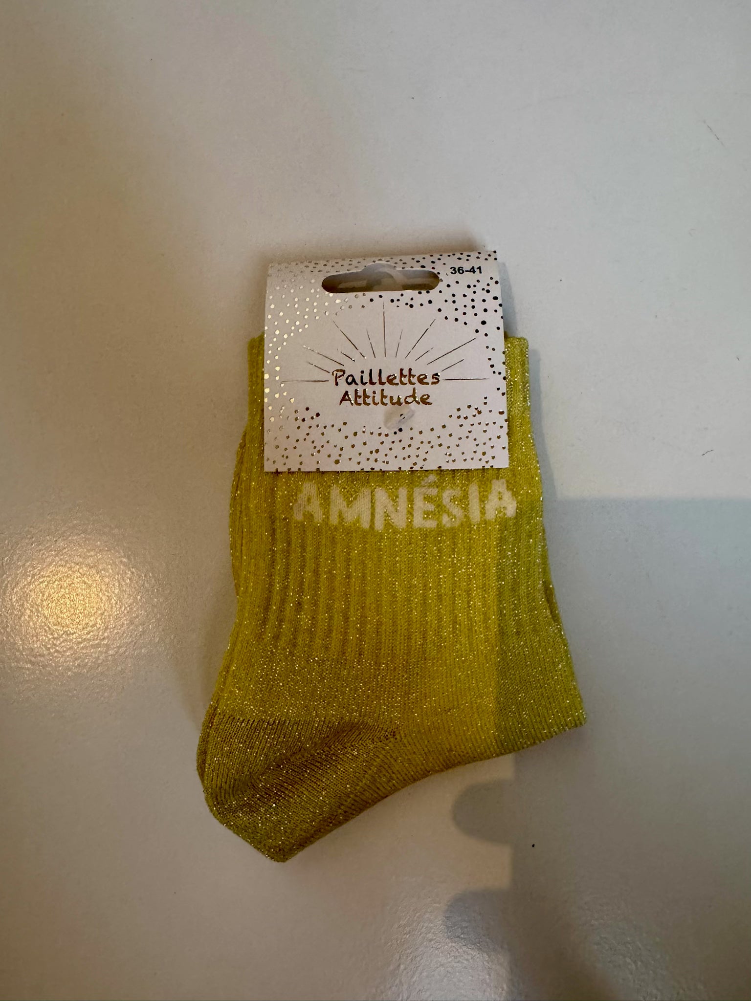 Chaussettes Jaune Pailletée « Amnésia »