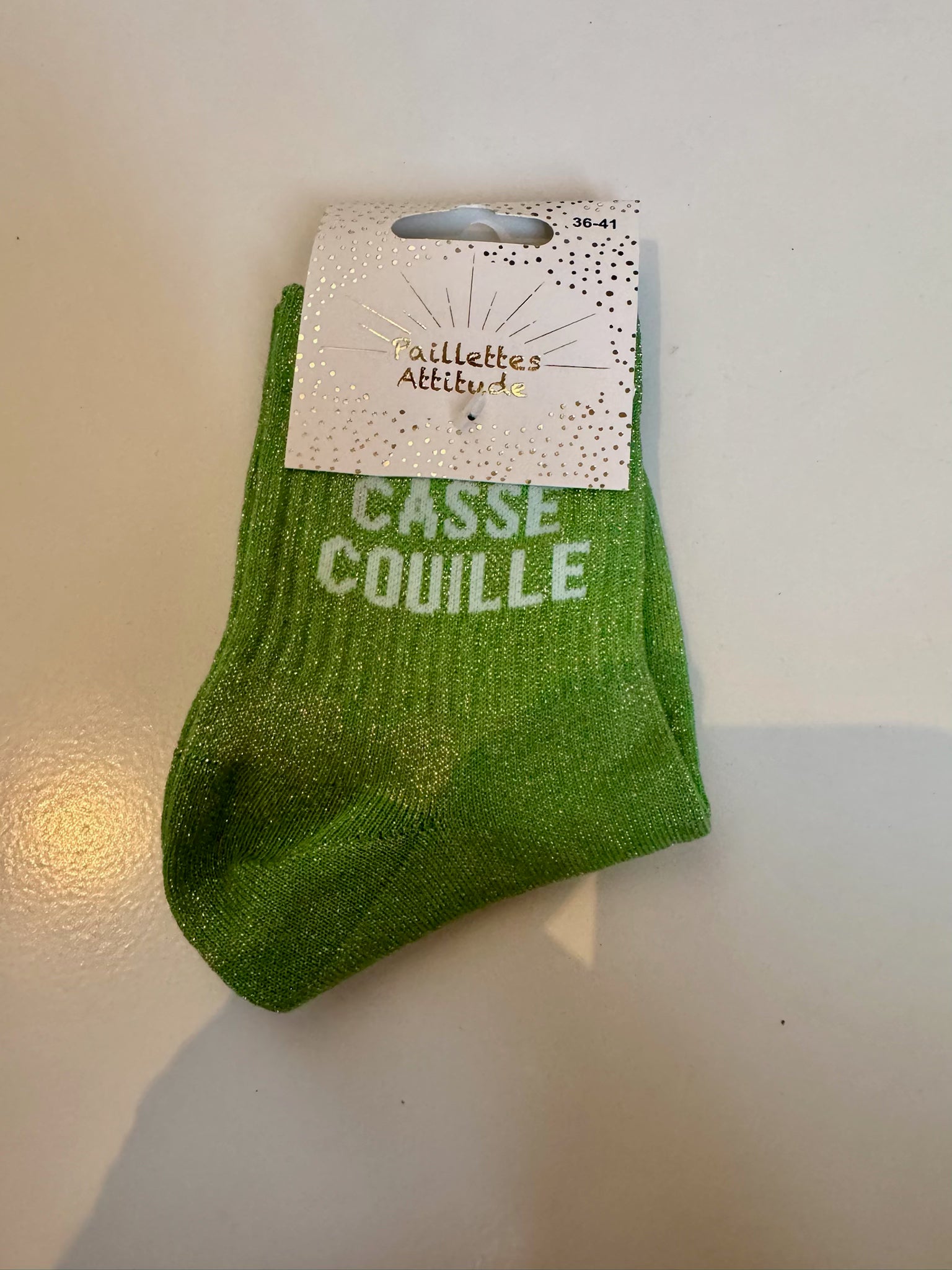 Chaussettes Vert Pailletée « Casse Couille »