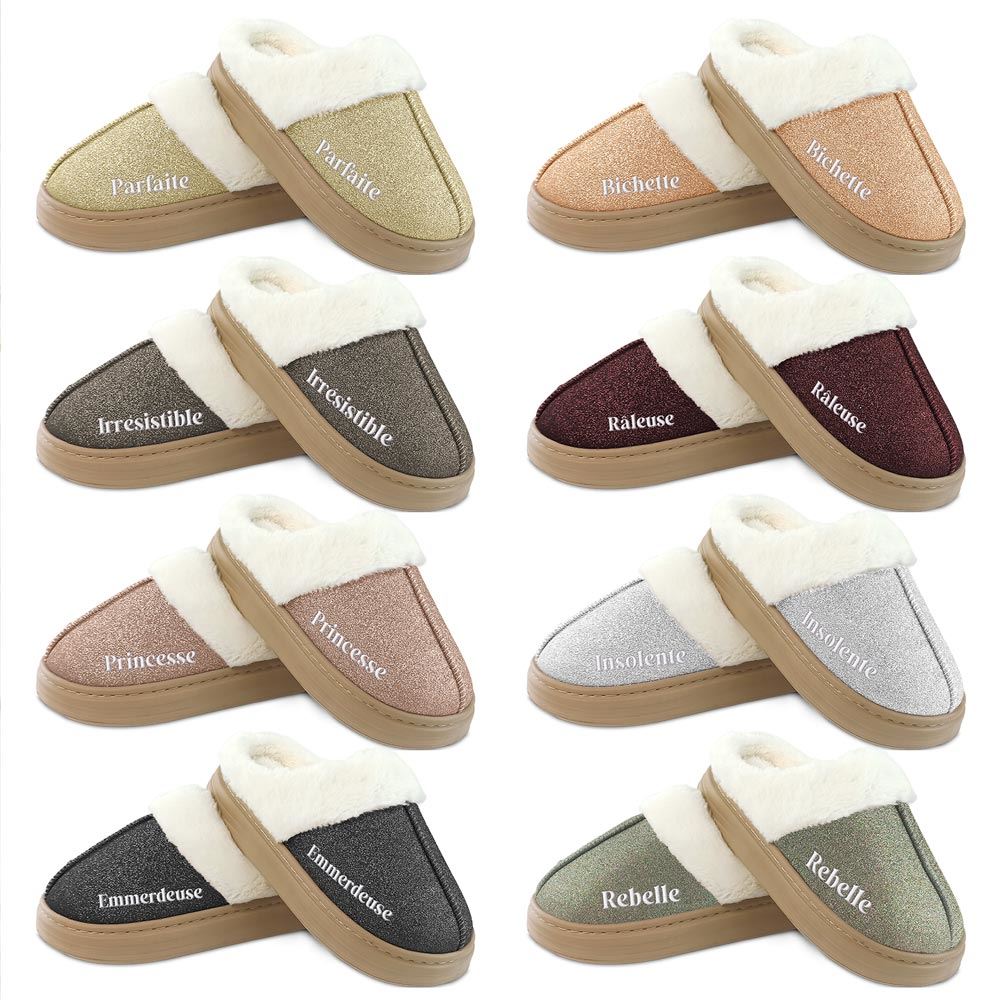 Chaussons A Paillettes avec inscription