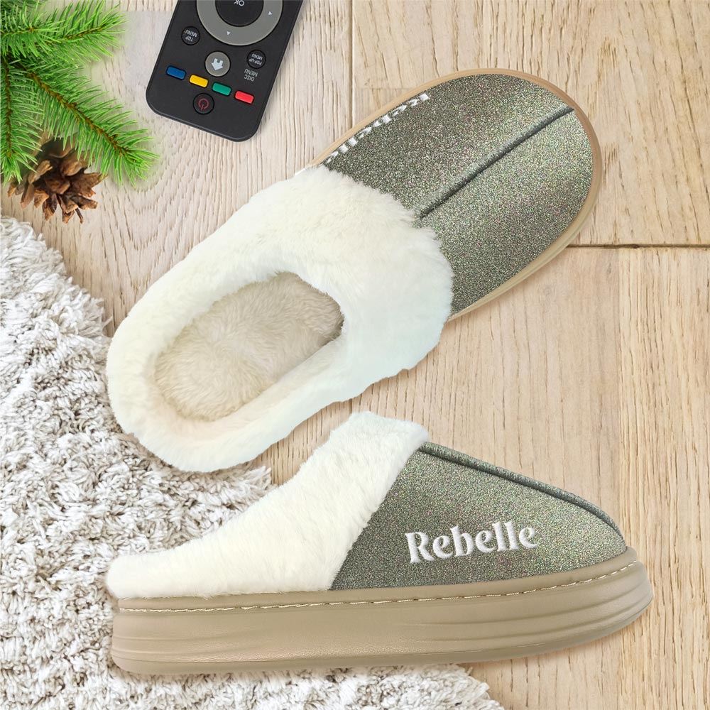 Chaussons A Paillettes avec inscription