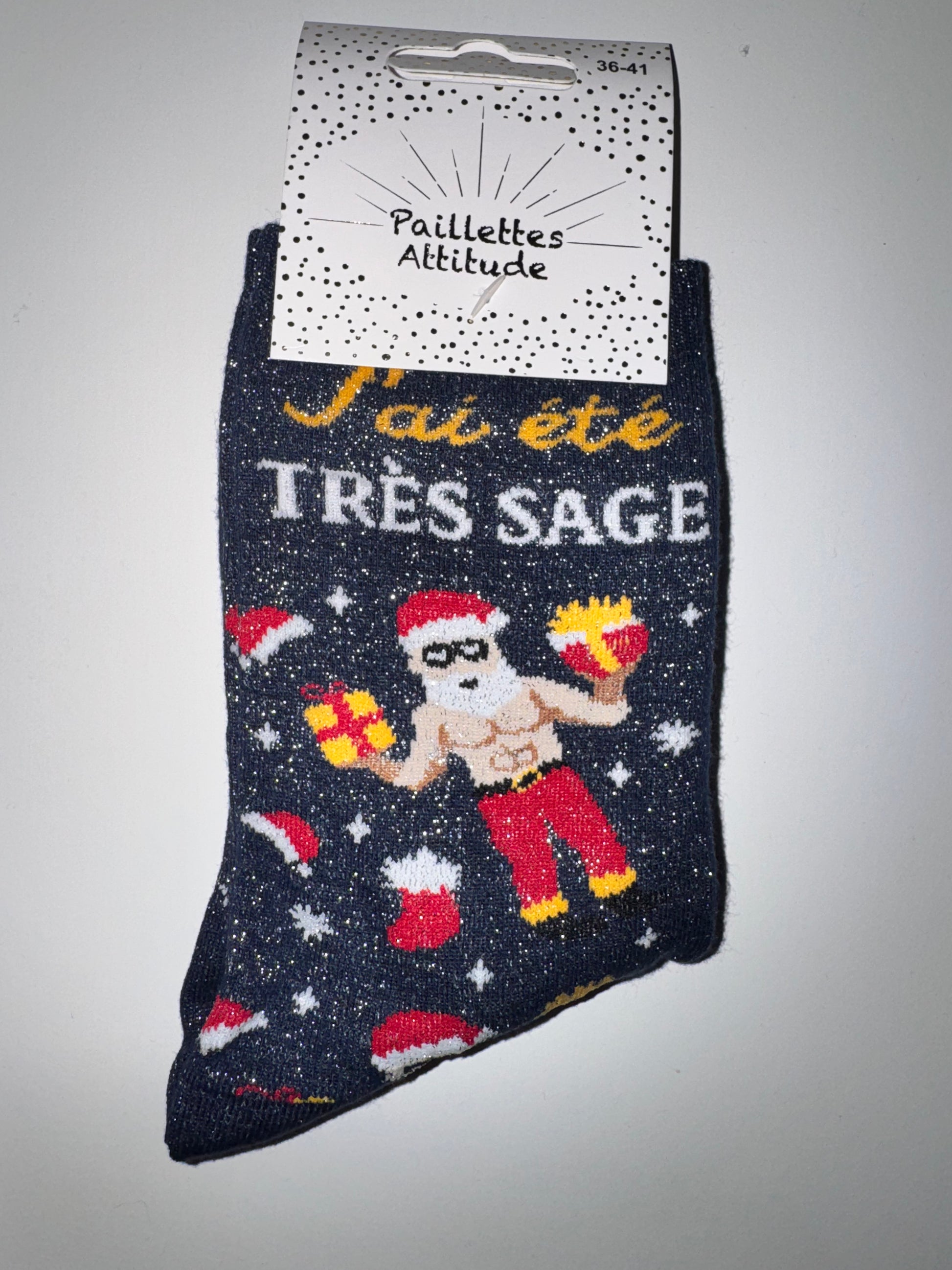 🎄 Chaussettes de Noël Pailletées – Taille 36/41 🎄