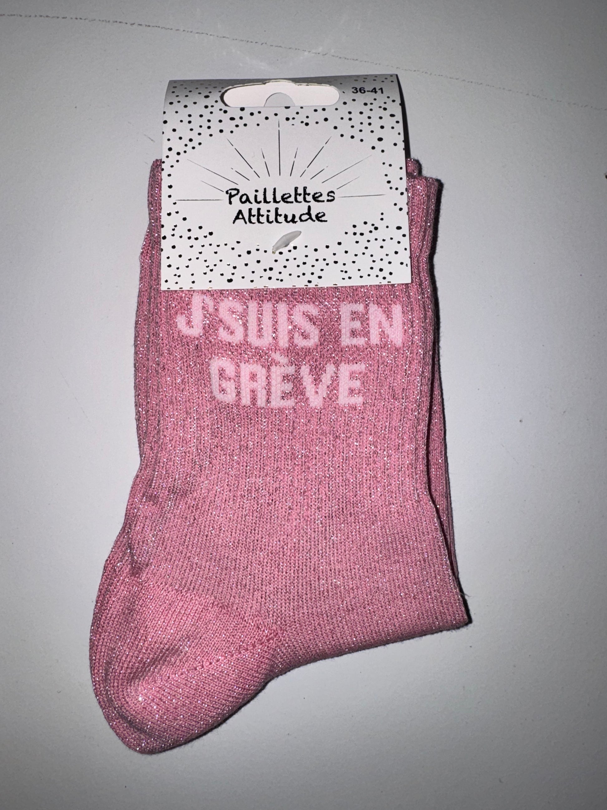 Chaussette de ville pailletée 36-41 J’SUIS EN GRÈVE