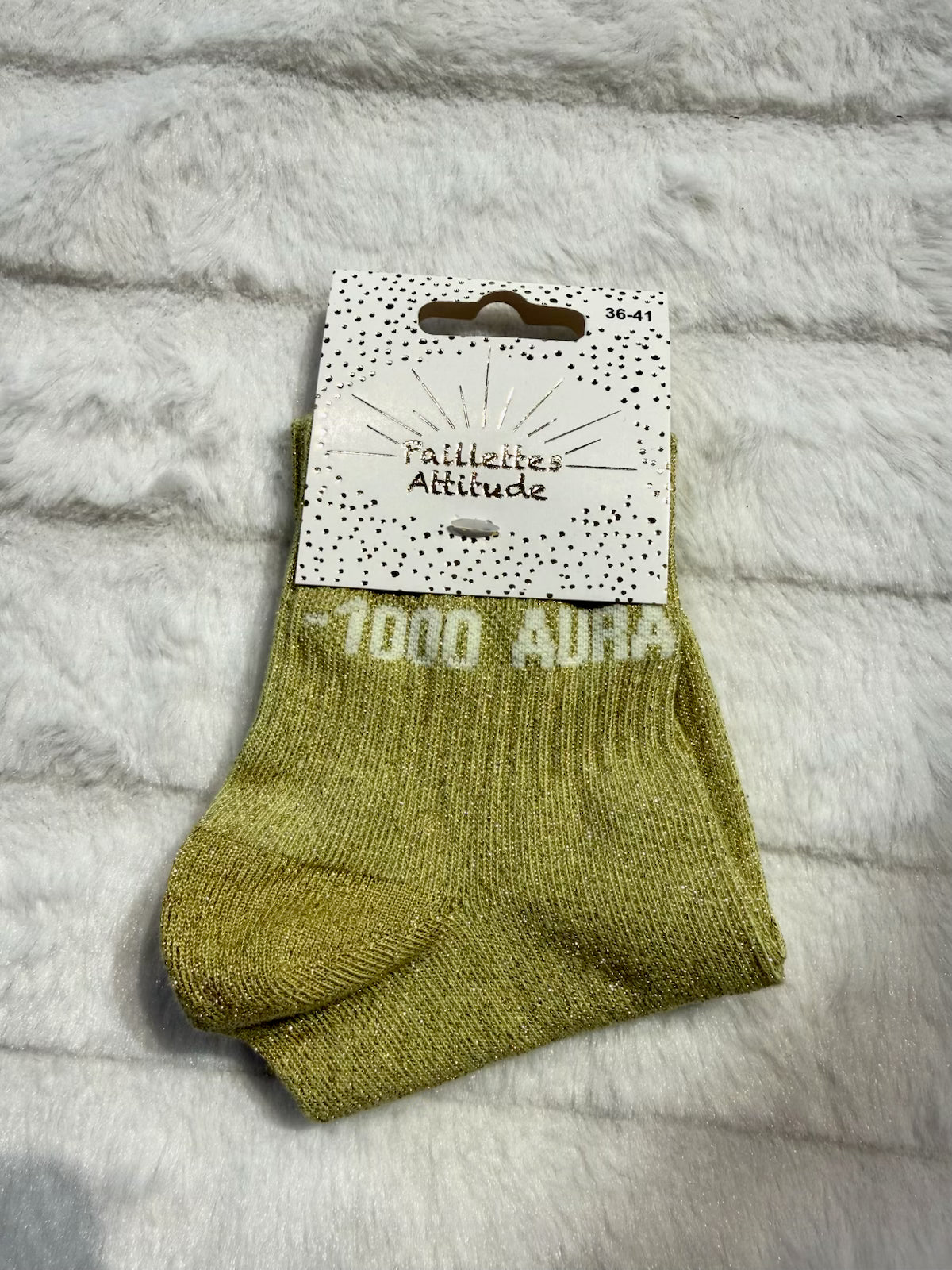 Chaussettes vert Pailletée « -1000 aura  »