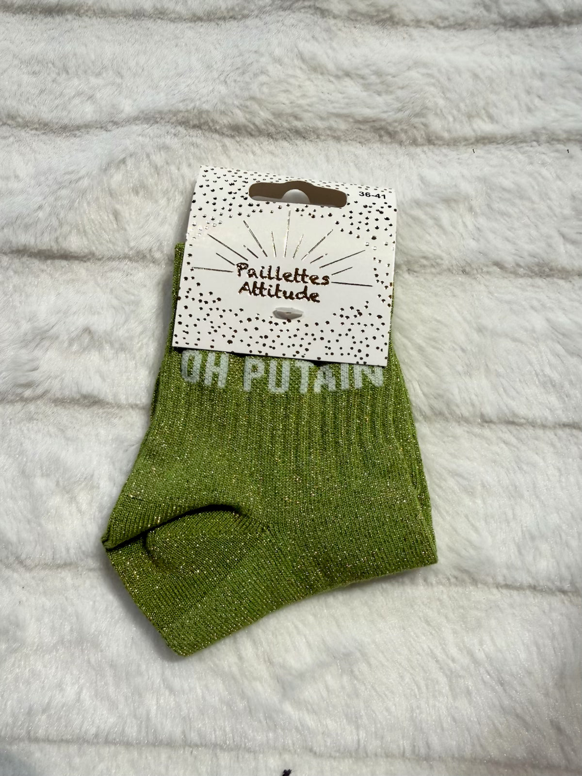 Chaussettes vert Pailletée « Oh putin »