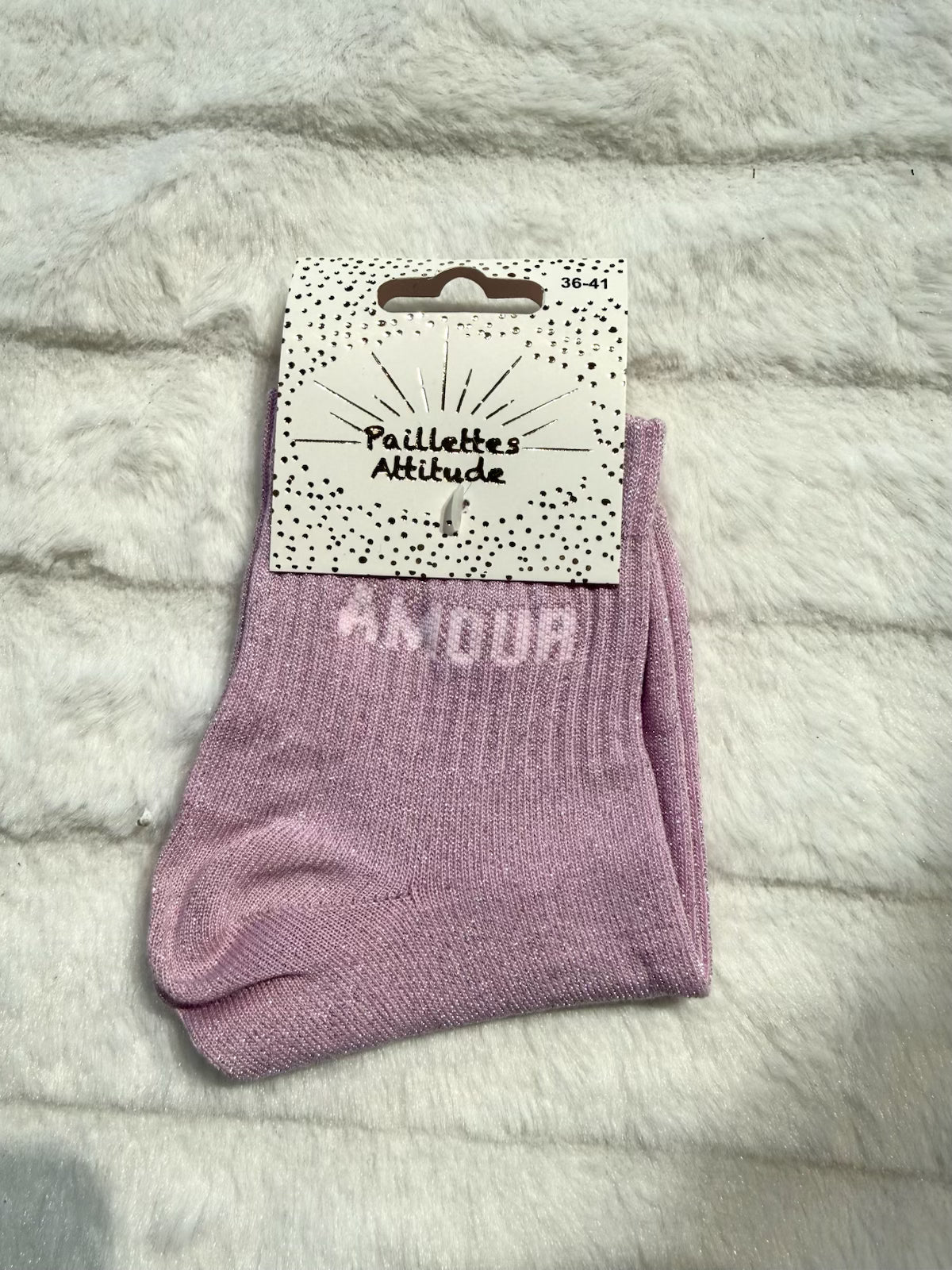 Chaussettes rose Pailletée « amour »
