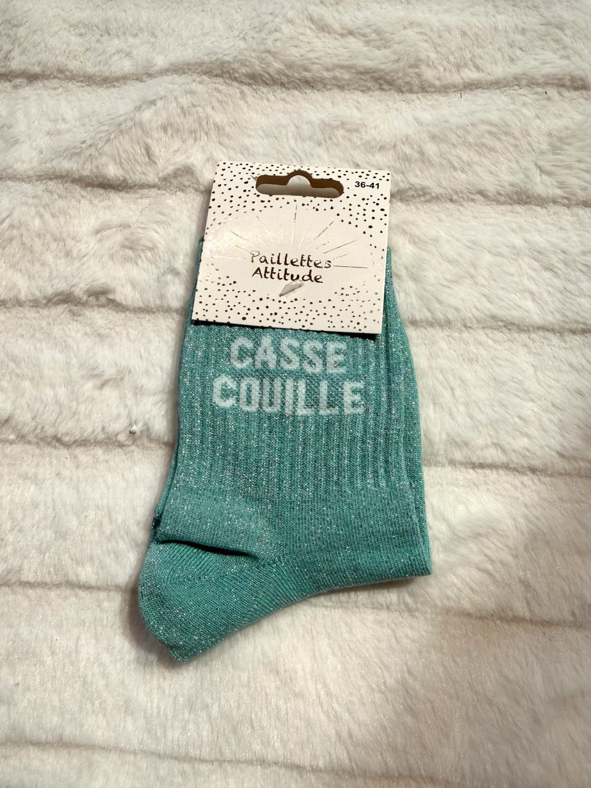 Chaussettes vert Pailletée « Casse couille »