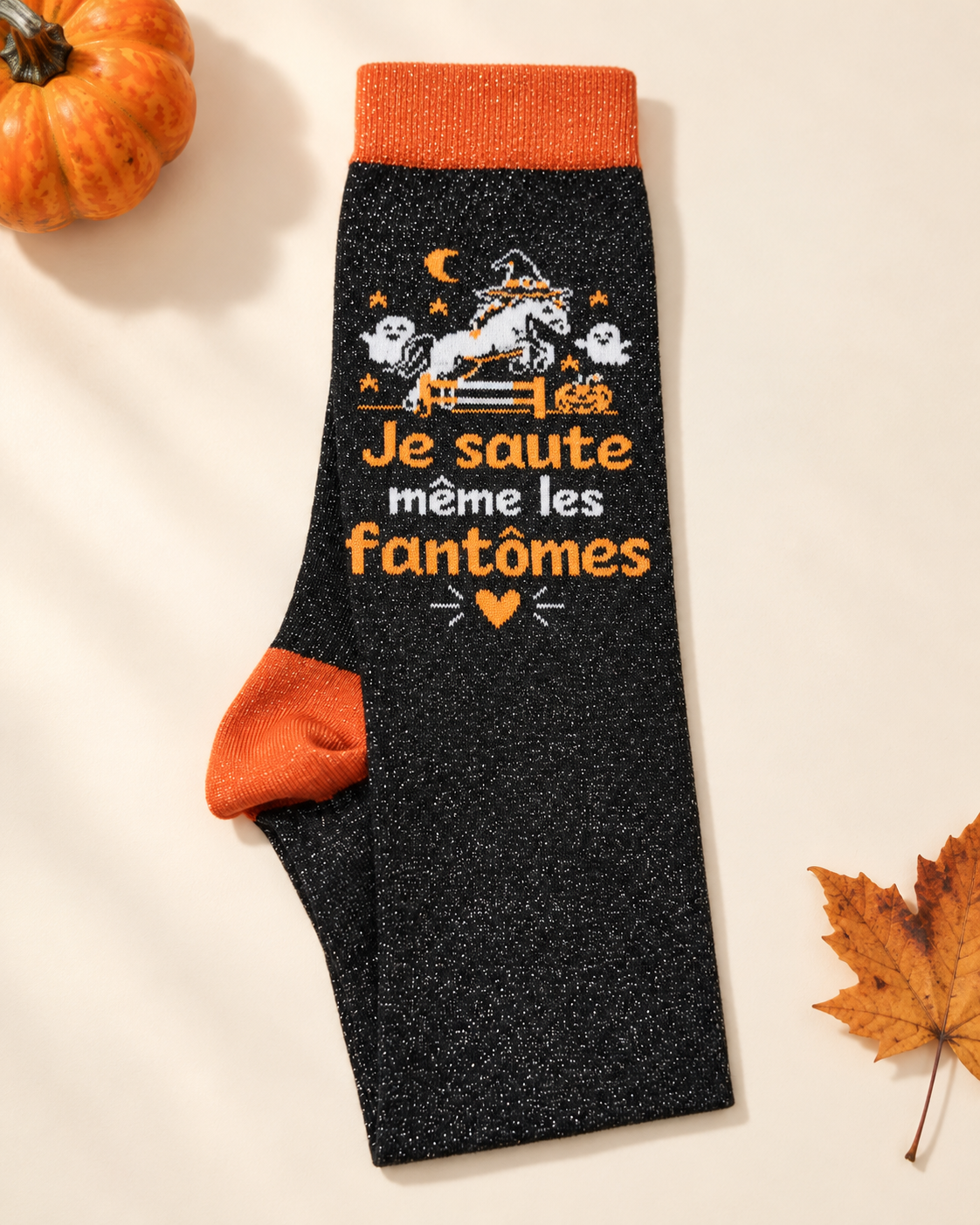 Chaussette pailletée équitation 36-41 JE SAUTE MÊME LES FANTÔMES
