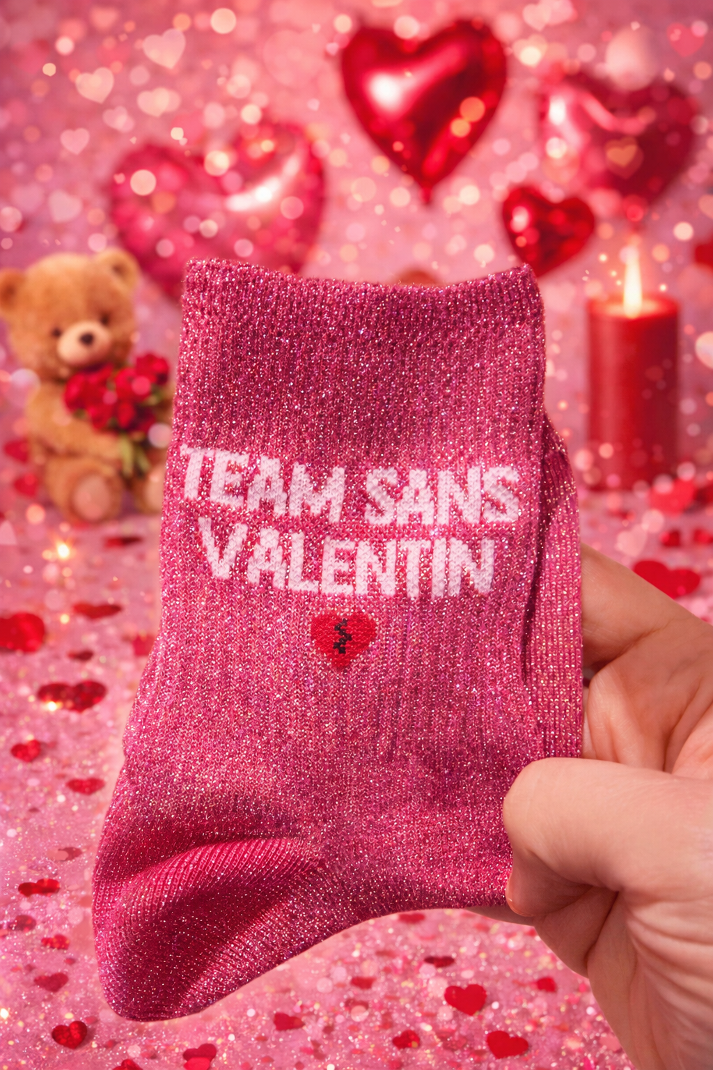 Chaussette pailletée TEAM SANS VALENTIN 💔 36/41