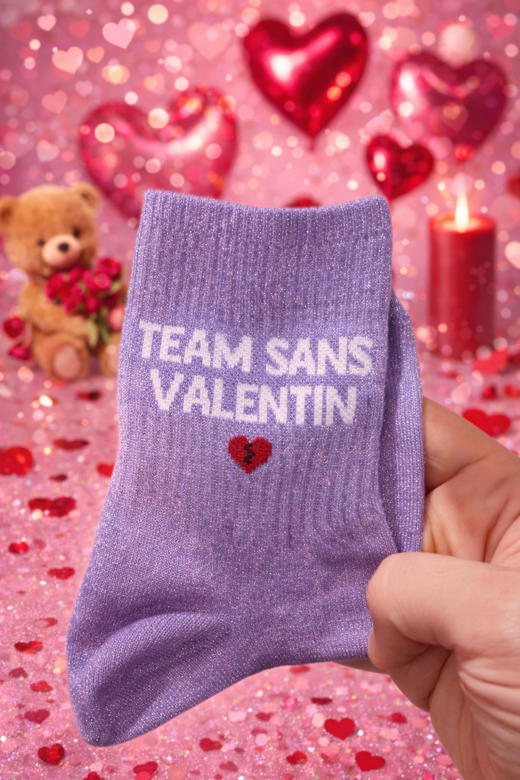 Chaussette pailletée TEAM SANS VALENTIN 💔 36/41