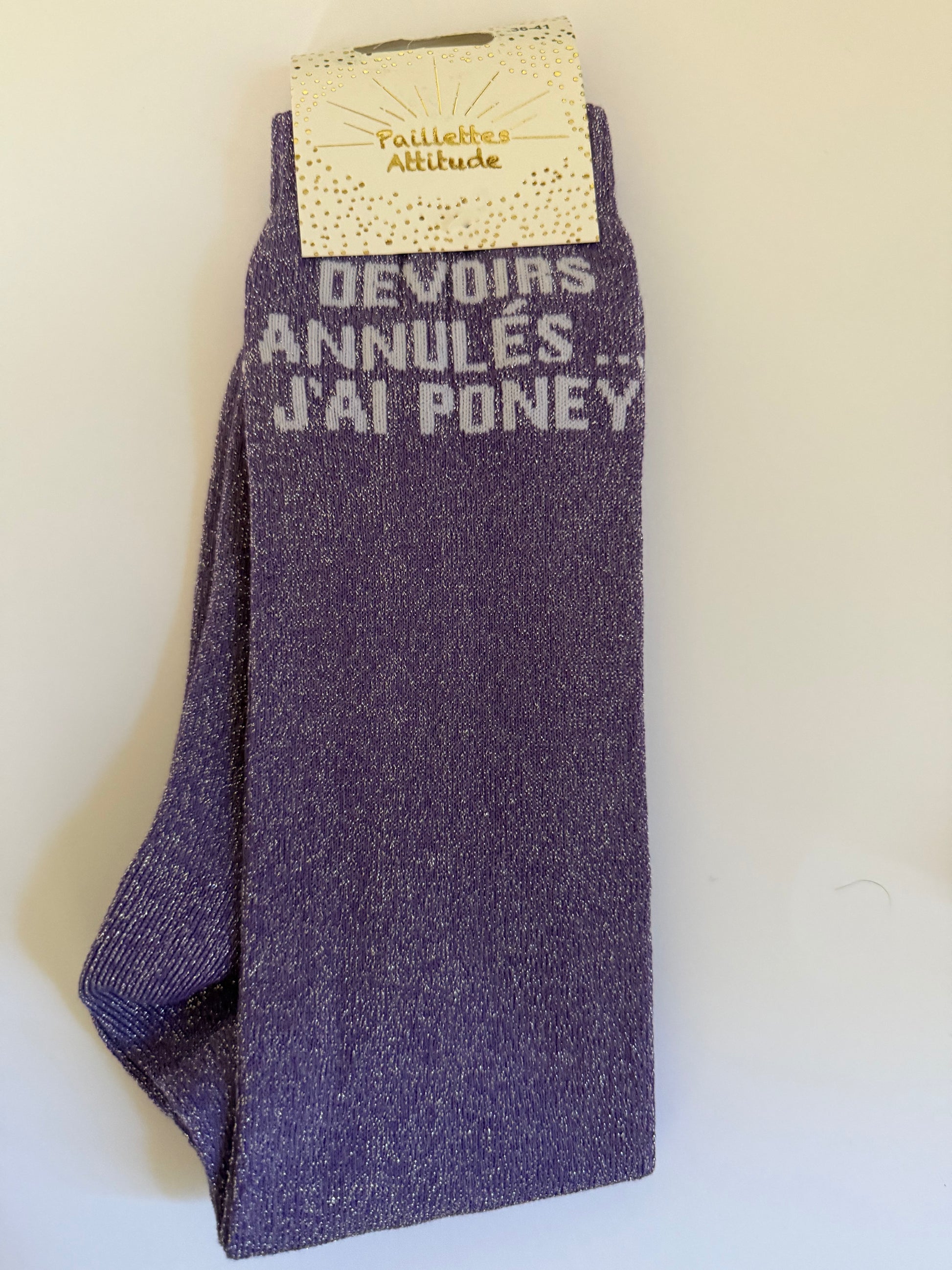 Chaussette pailletée équitation 36-41 DEVOIRS ANNULÉS… J’AI PONEY