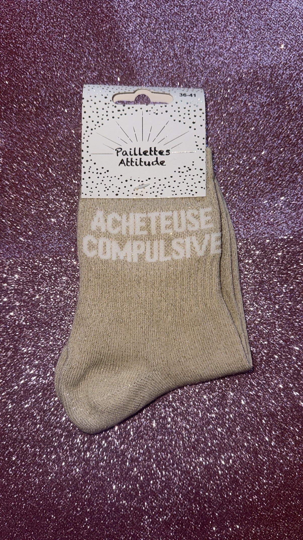 Chaussettes de ville pailletée 36/41 « Acheteuse compulsive »