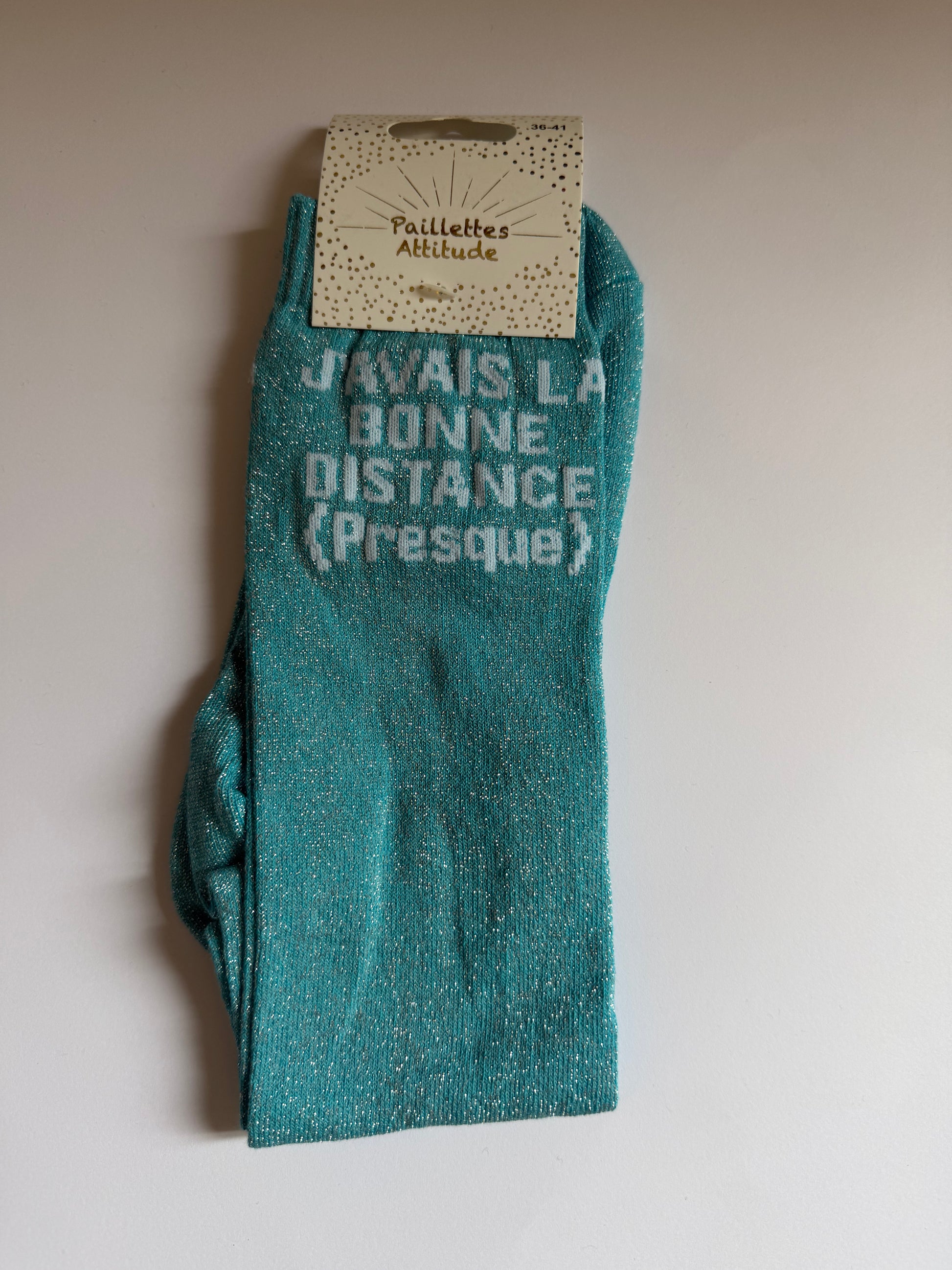 Chaussette pailletée équitation 36-41  J’AVAIS LA BONNE DISTANCE (PRESQUE) 