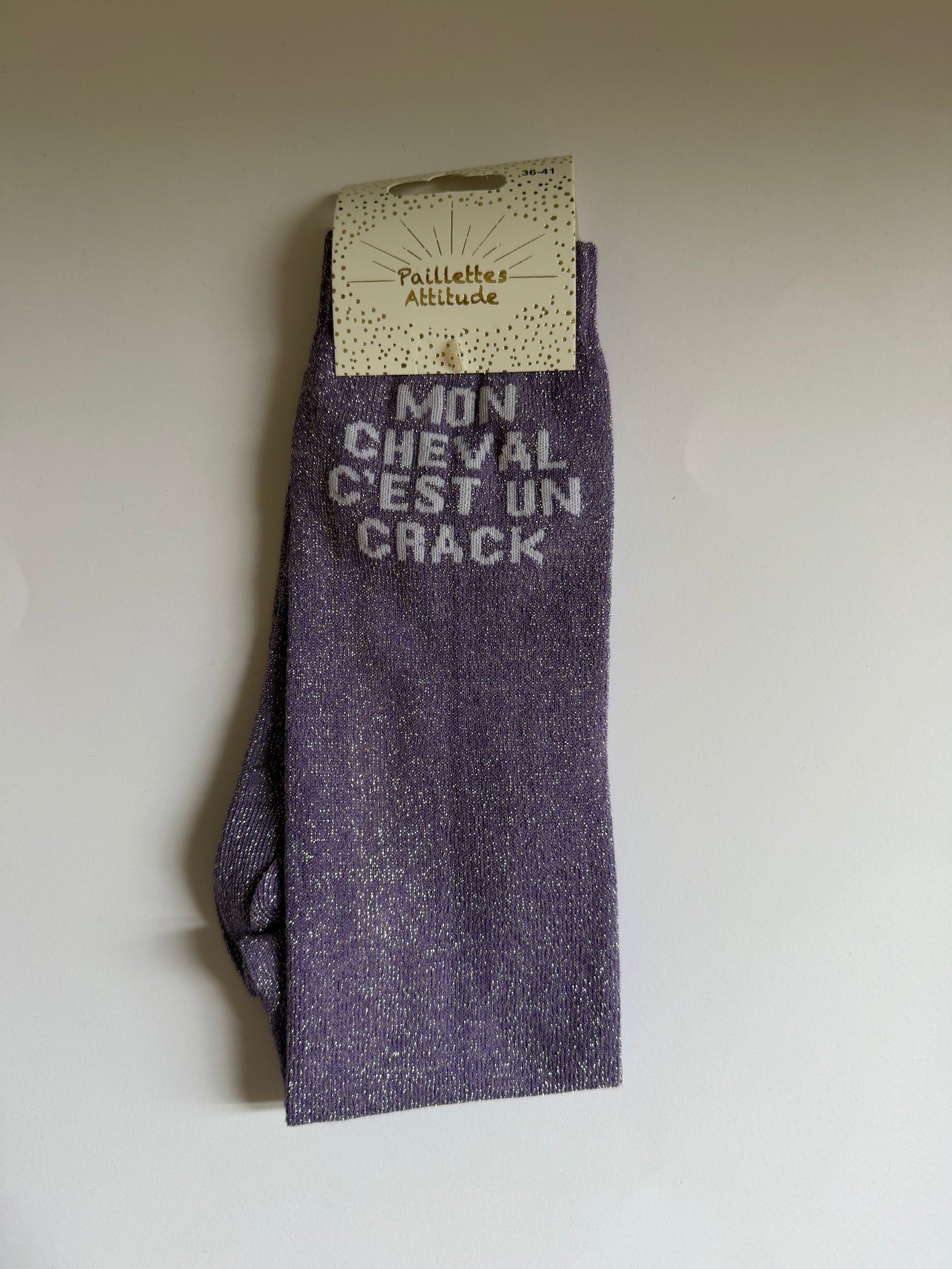 Chaussette pailletée équitation 36-41 MON CHEVAL C’EST UN CRACK