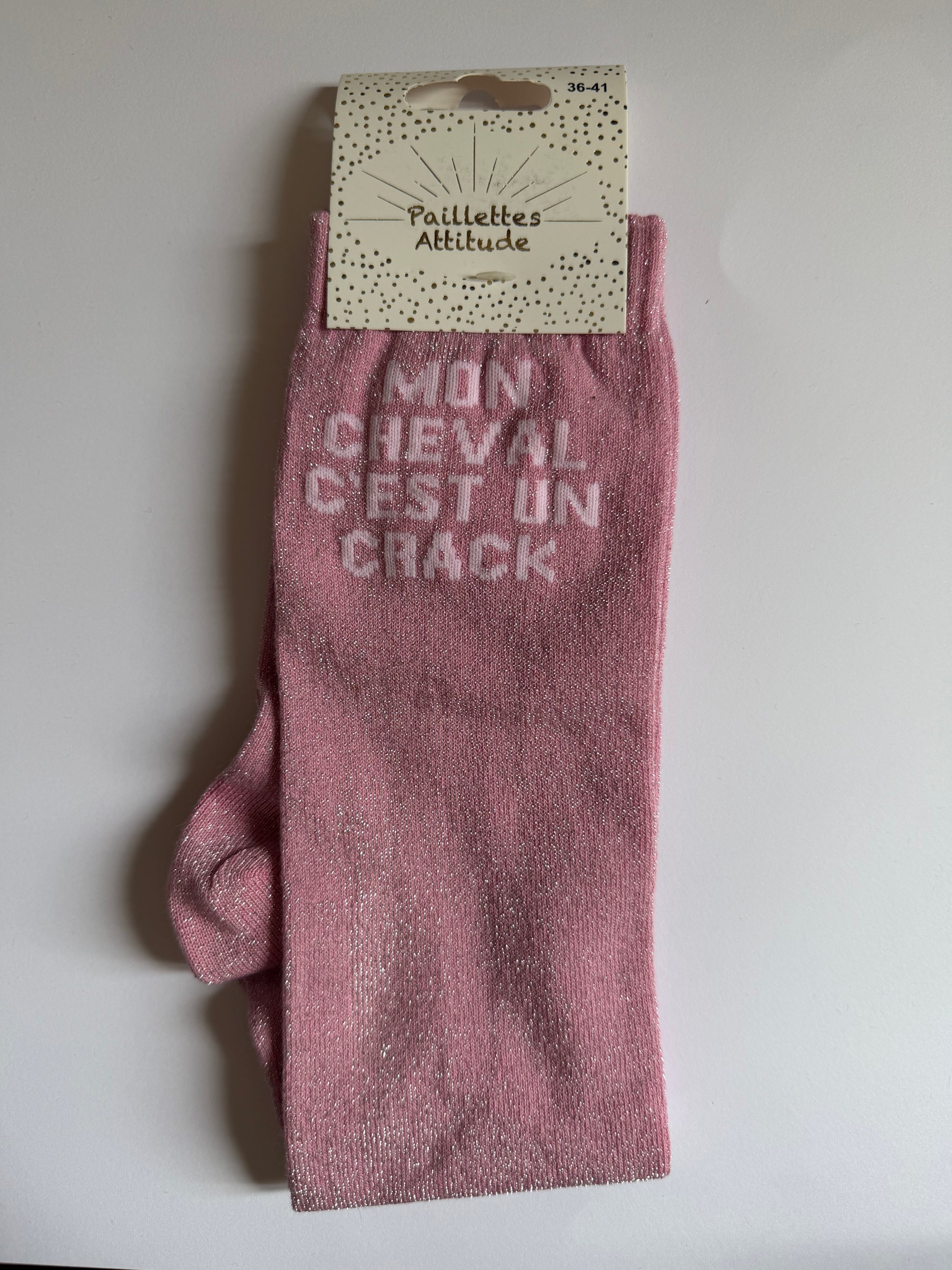 Chaussette pailletée équitation 36-41 MON CHEVAL C’EST UN CRACK