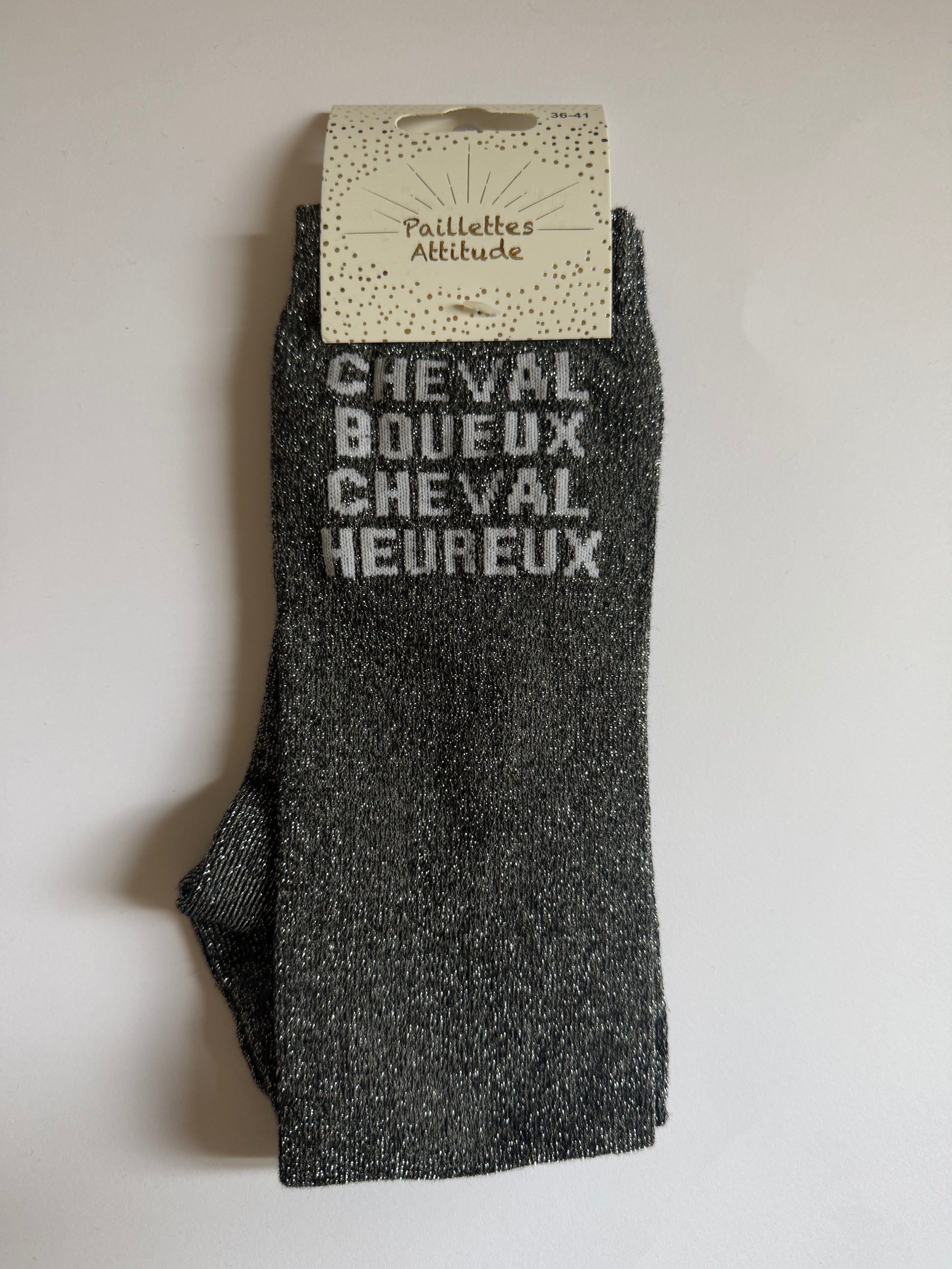 Chaussette pailletée équitation 36-41 CHEVAL BOUEUX CHEVAL HEUREUX