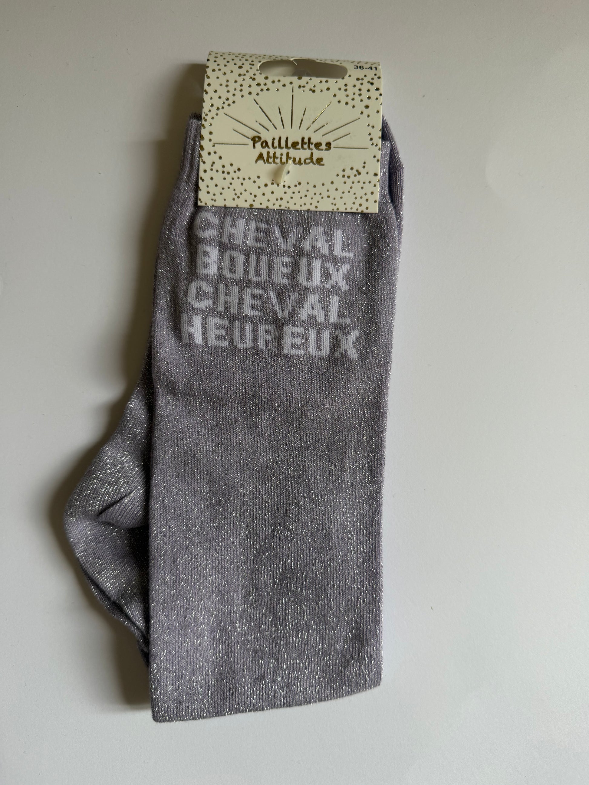 Chaussette pailletée équitation 36-41 CHEVAL BOUEUX CHEVAL HEUREUX