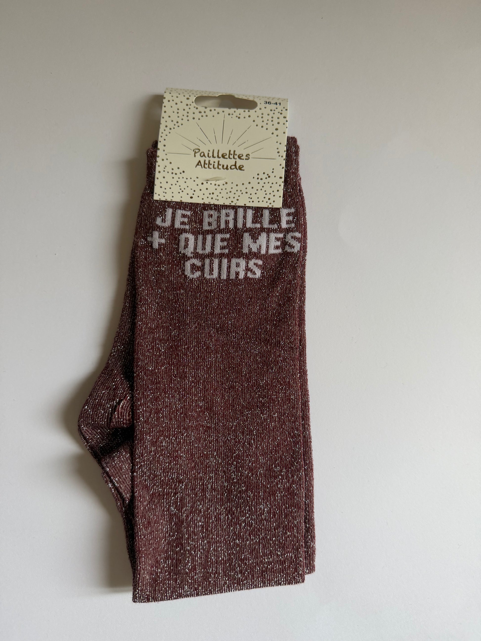 Chaussette pailletée équitation 36-41 JE BRILLE + QUE MES CUIRS